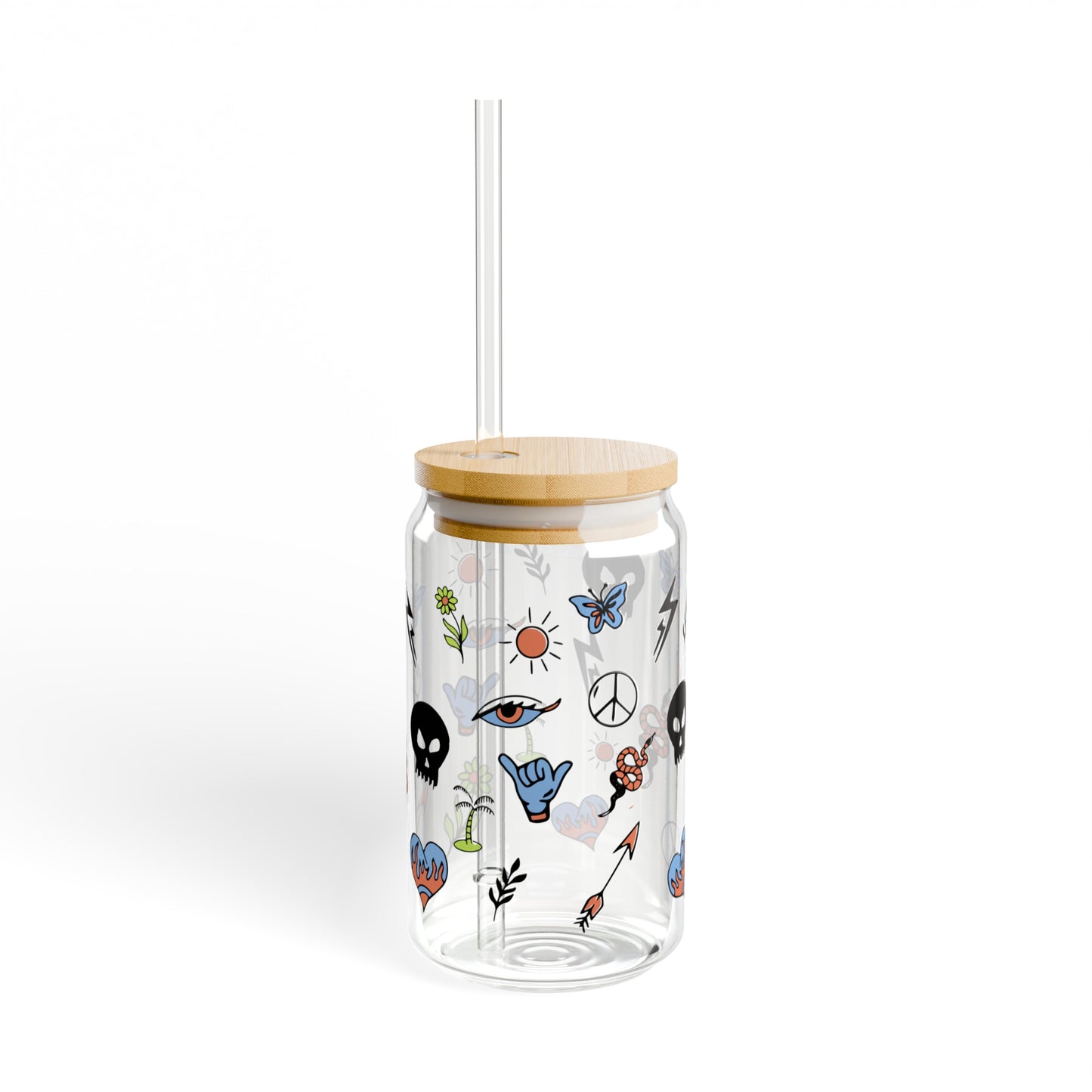 Tattooed Sipper Glass, 16oz