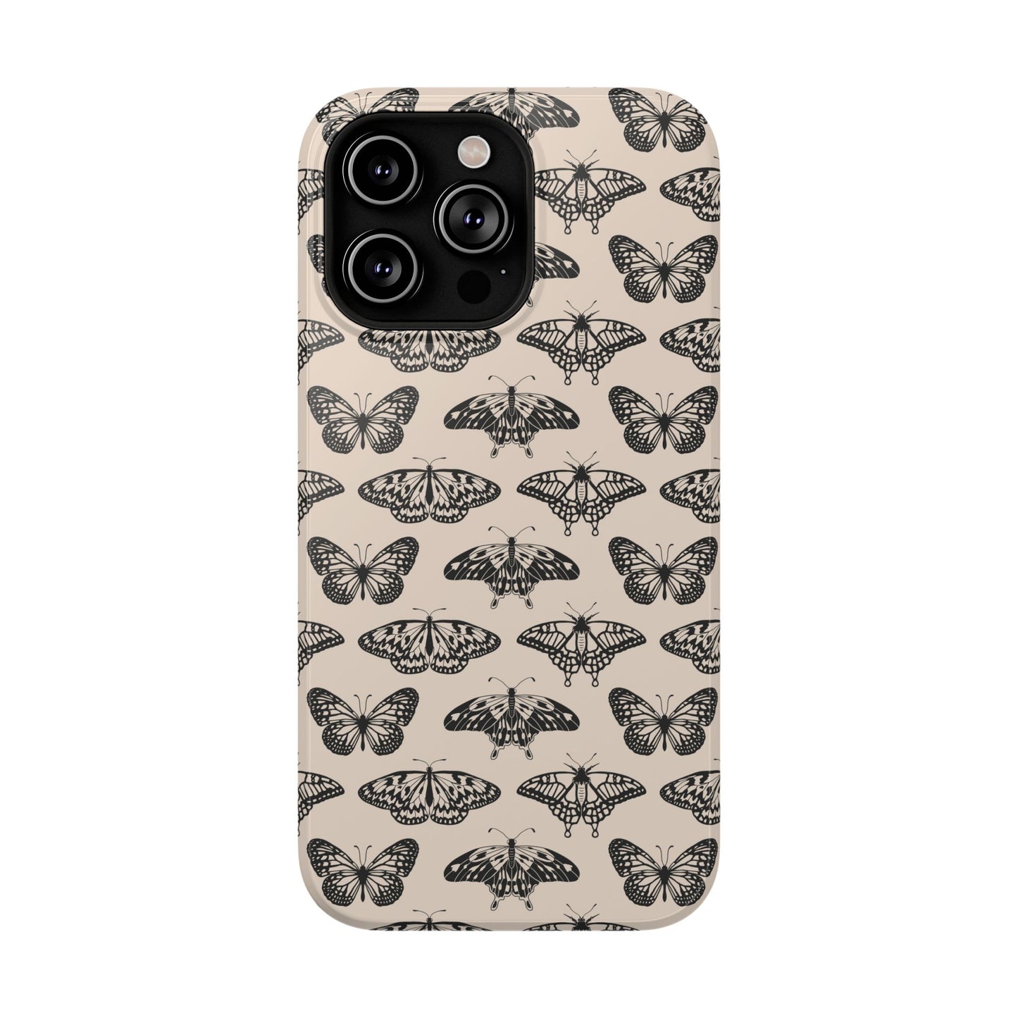 Vintage Black Butterfly Impact-Resistant Cases