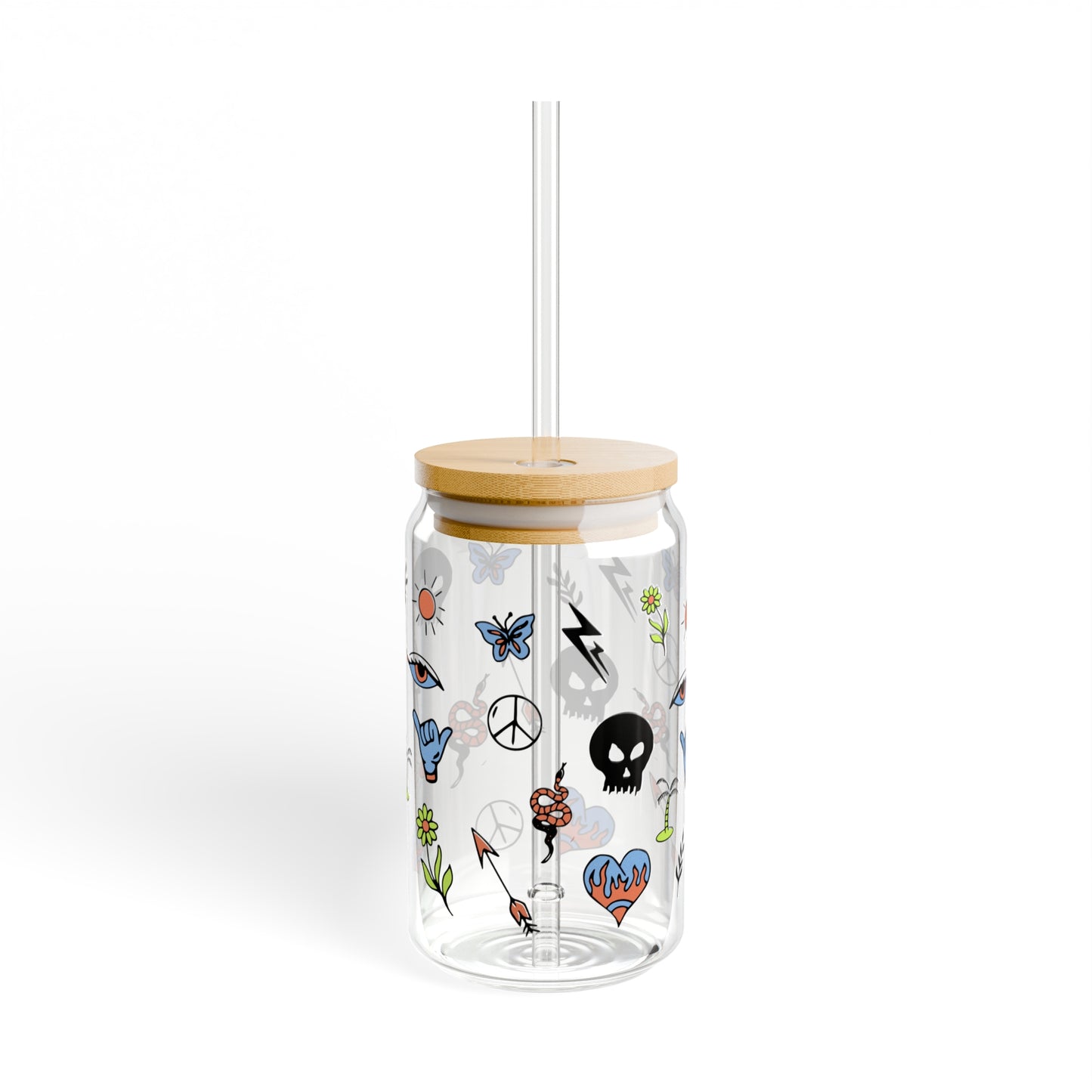 Tattooed Sipper Glass, 16oz
