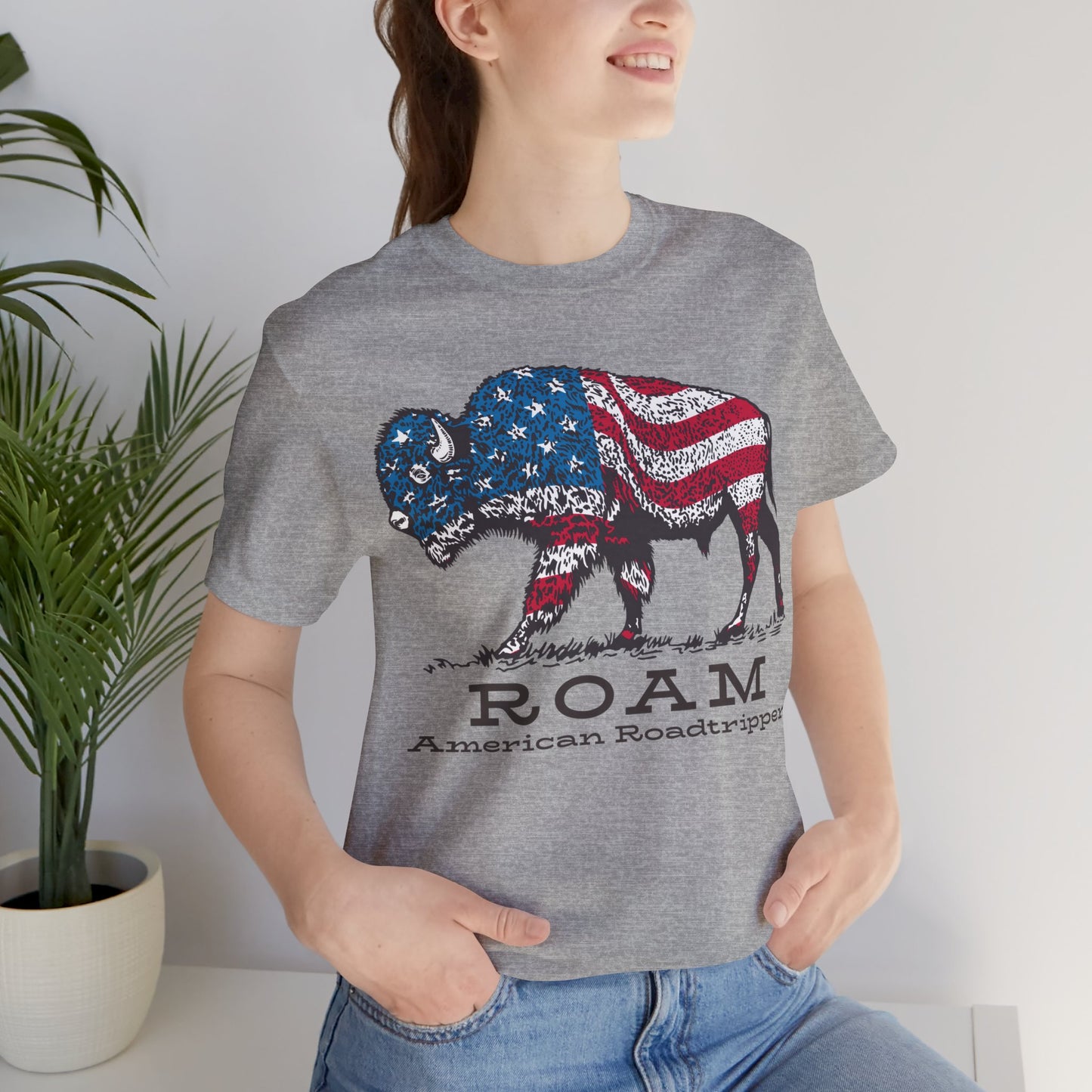 T-Shirt, American Roadtripper Roam, tshirt, USA, America, buffalo, graphic, quote, Travel, Roadtripping, Americana, Unisex Tee