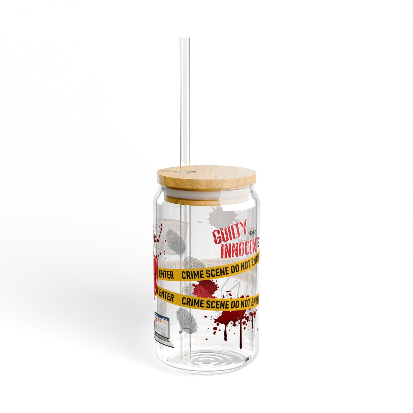 True Crime Junkie Armchair Detective Sipper Glass, 16oz