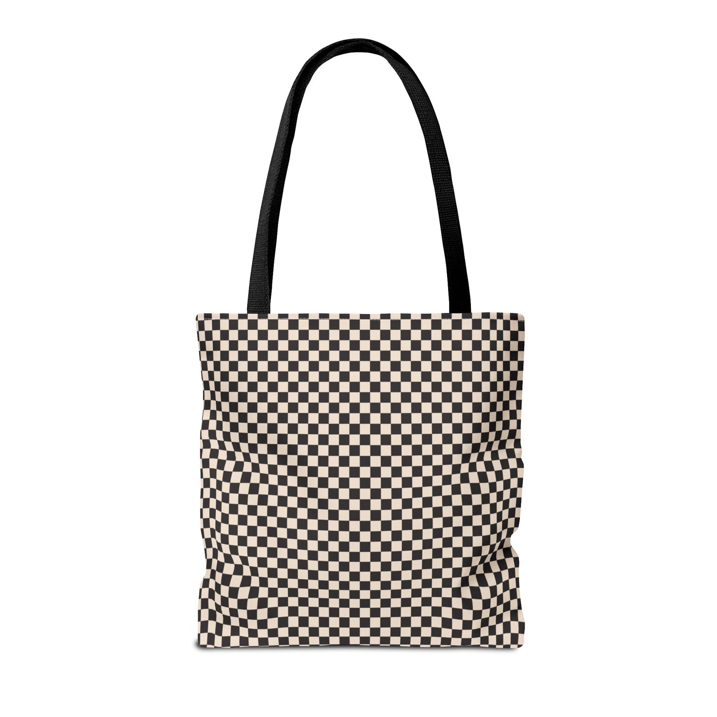 Check Tote Bag - Black and Tan Plaid Design