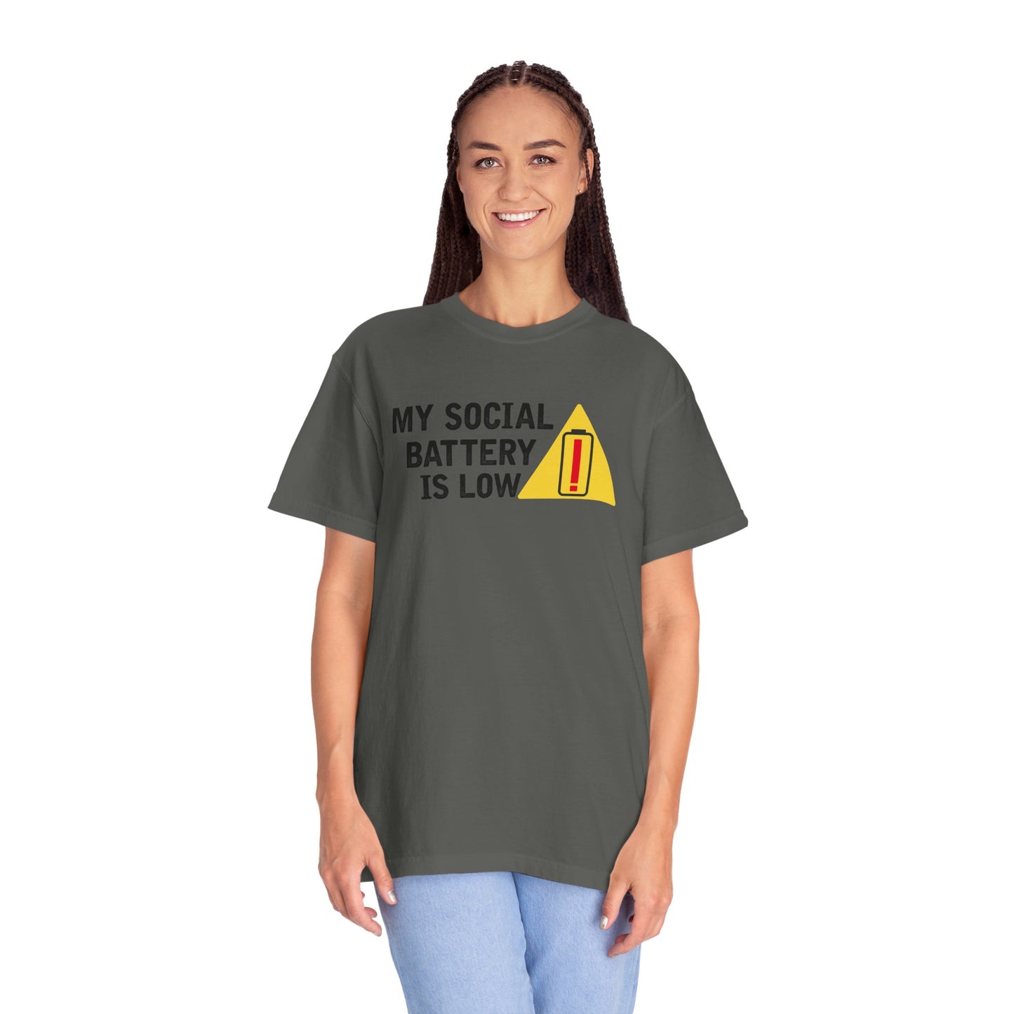 Social Battery is Low Socially Hungover Color Comfort Unisex Garment-Dyed T-shirt