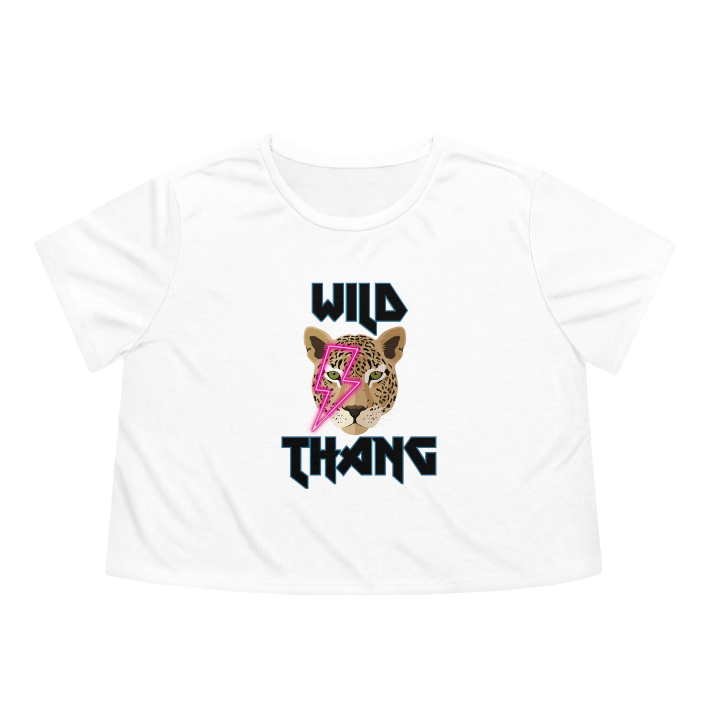 Wild Thang Neon Pink Lightening Leopard Women's Flowy Cropped Tee