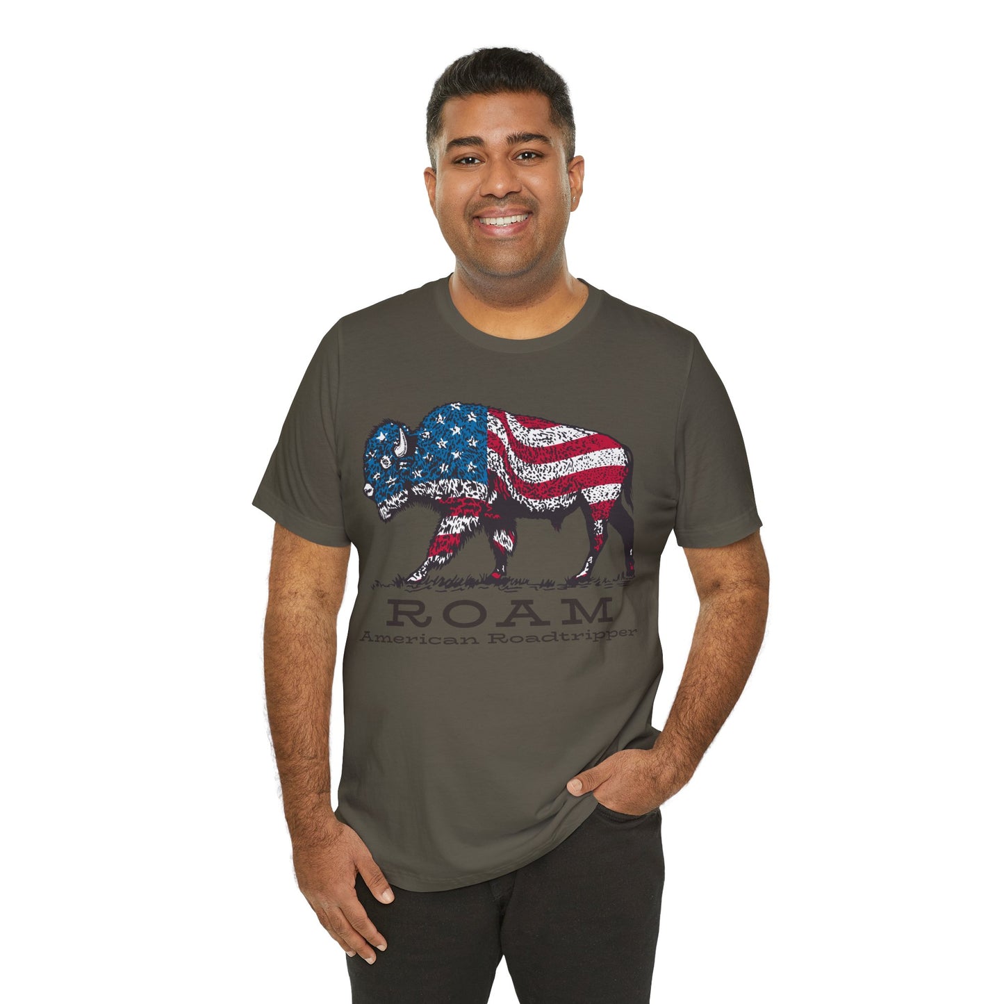T-Shirt, American Roadtripper Roam, tshirt, USA, America, buffalo, graphic, quote, Travel, Roadtripping, Americana, Unisex Tee