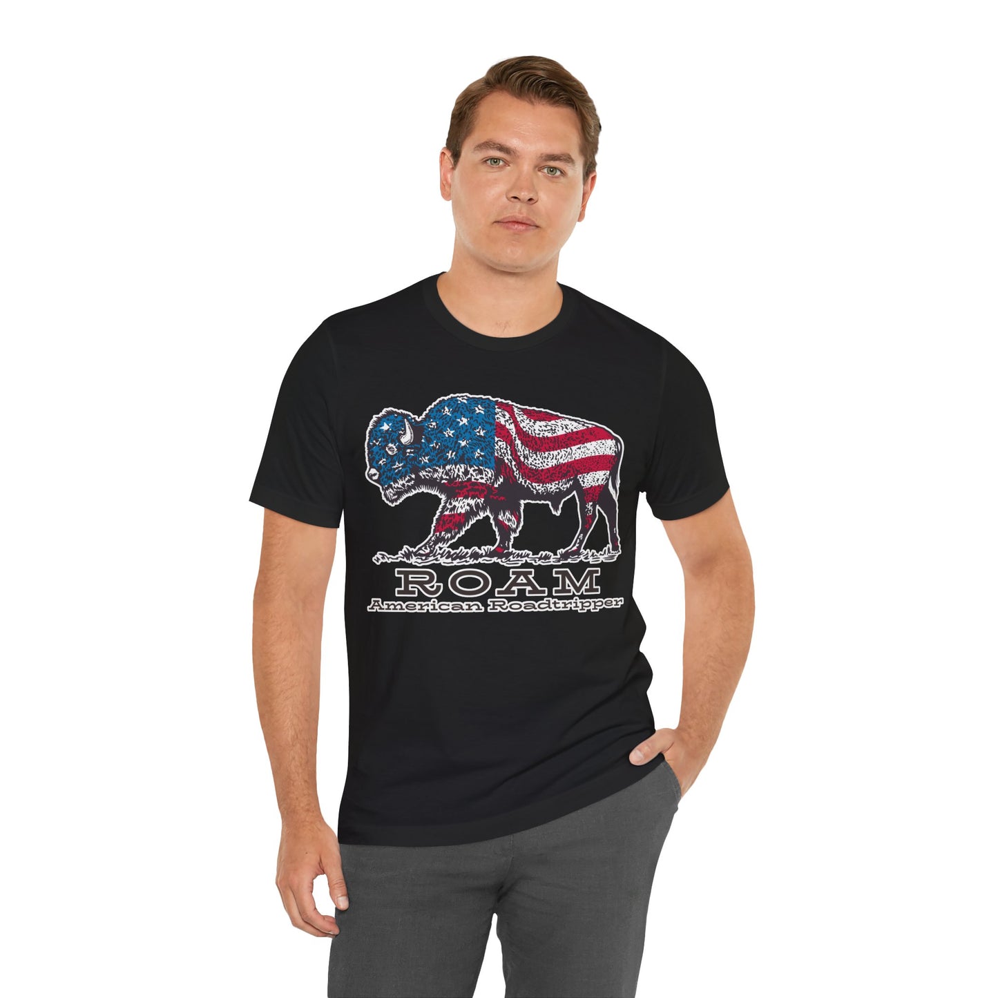 T-Shirt, American Roadtripper Roam, tshirt, USA, America, buffalo, graphic, quote, Travel, Roadtripping, Americana, Unisex Tee