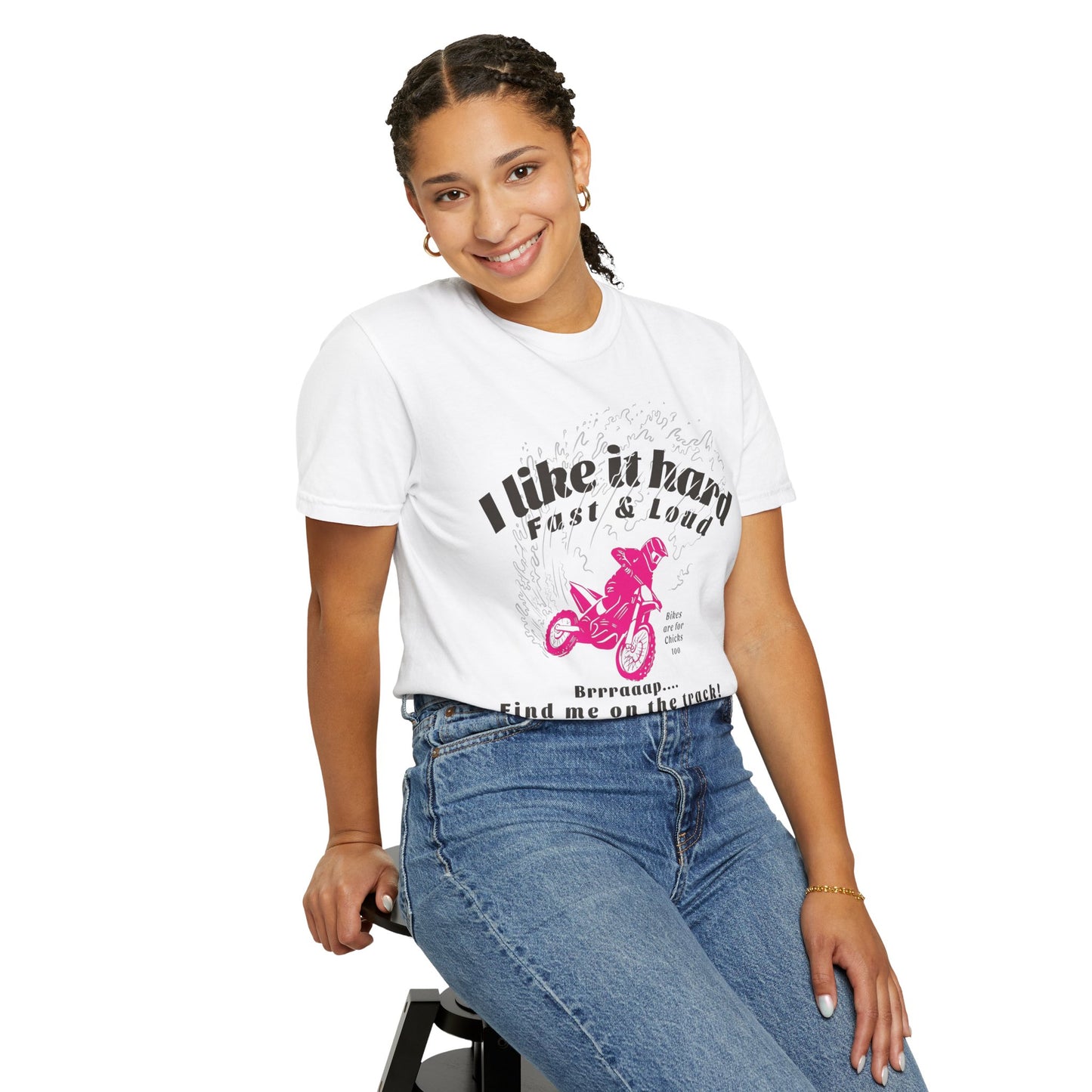 Women's MotoX Motorcycle Offroad DirtBike Garment-Dyed T-shirt