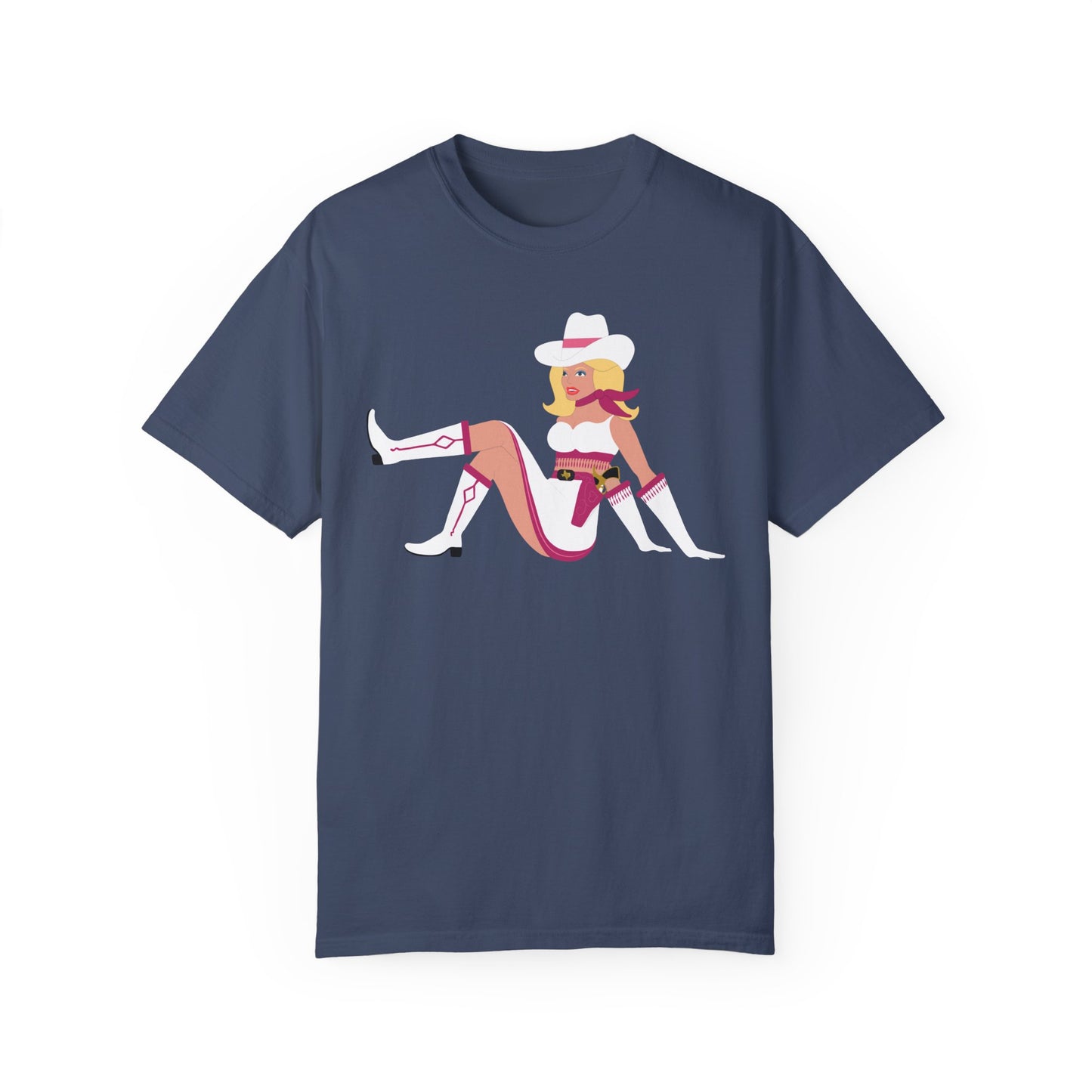 Vegas Vikki Retro PinUp Cowgirl Unisex Garment-Dyed T-shirt