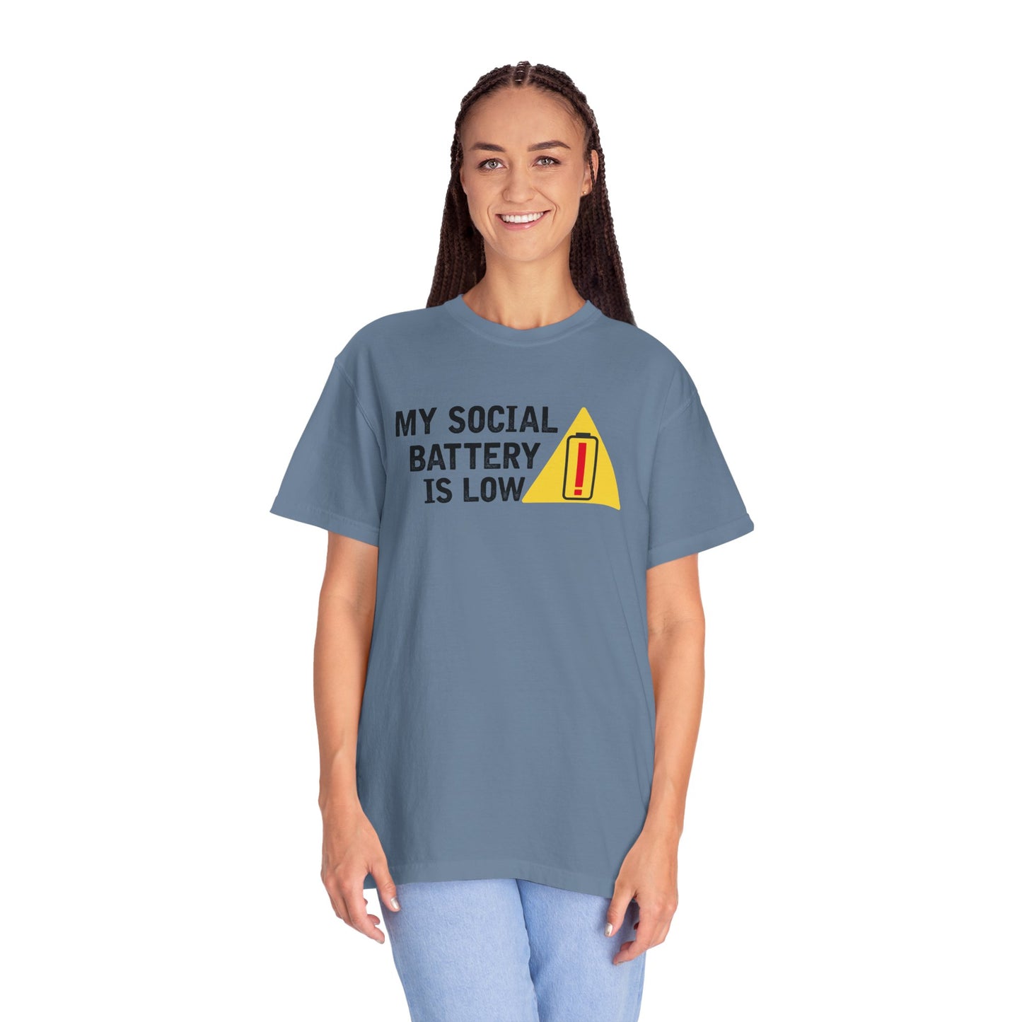 Social Battery is Low Socially Hungover Color Comfort Unisex Garment-Dyed T-shirt
