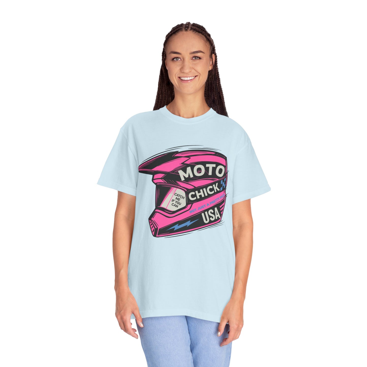 Women's Moto Chick MotoX MotoCross Motorcycle Dirtbike Offroad Garment-Dyed T-shirt