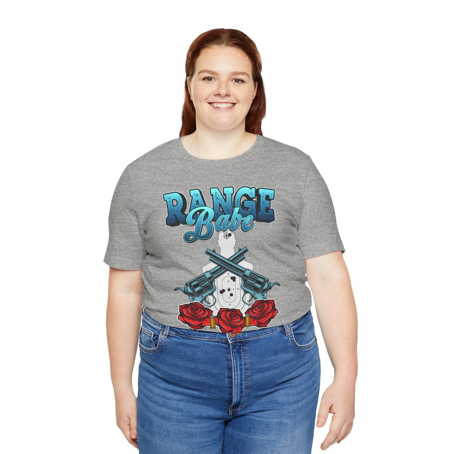 T-shirt, Range Babe tshirt, Badass, Woman, Gun, Rose, Self-defense, 2A, Political, America, USA, Freedom, Patriot Tee