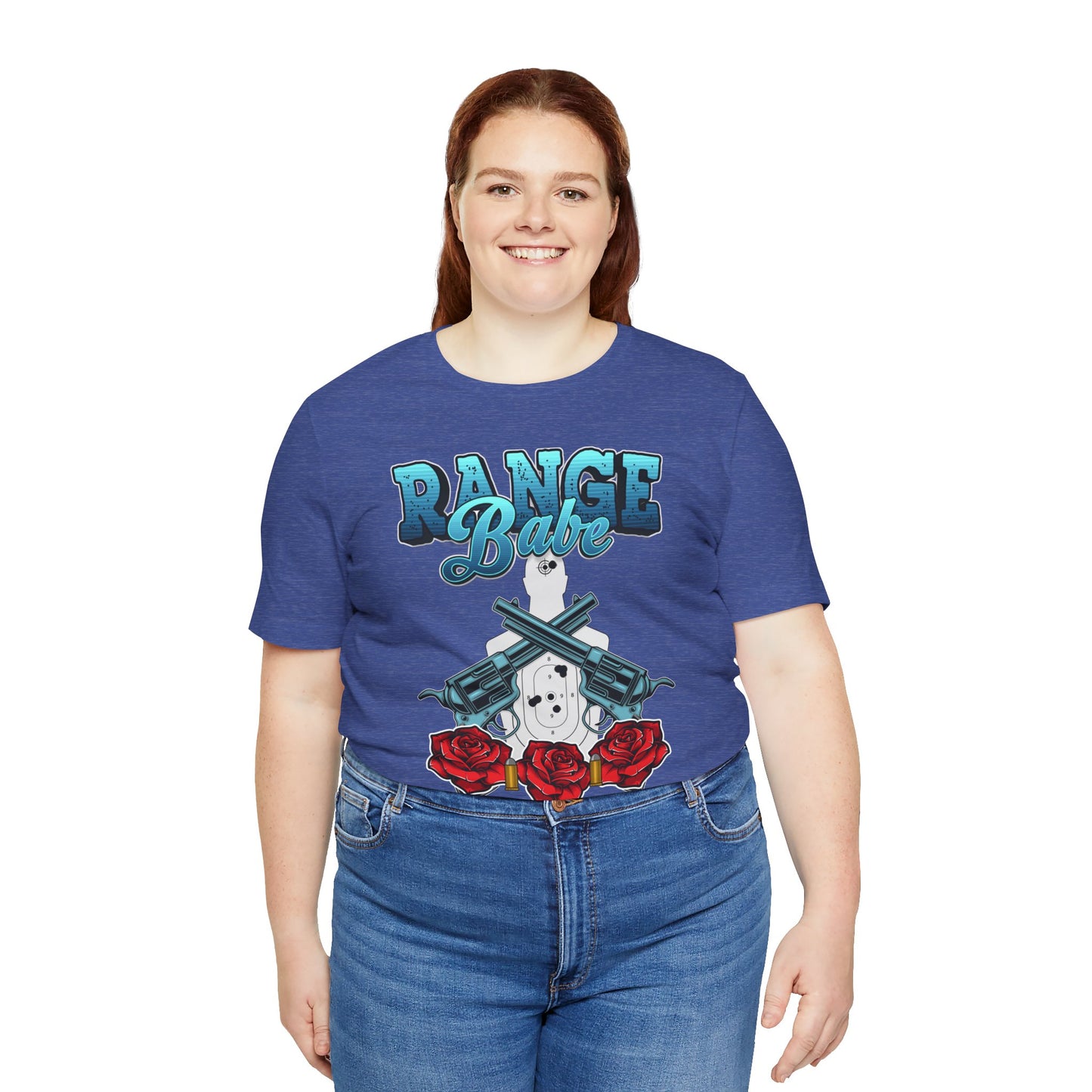 T-shirt, Range Babe tshirt, Badass, Woman, Gun, Rose, Self-defense, 2A, Political, America, USA, Freedom, Patriot Tee
