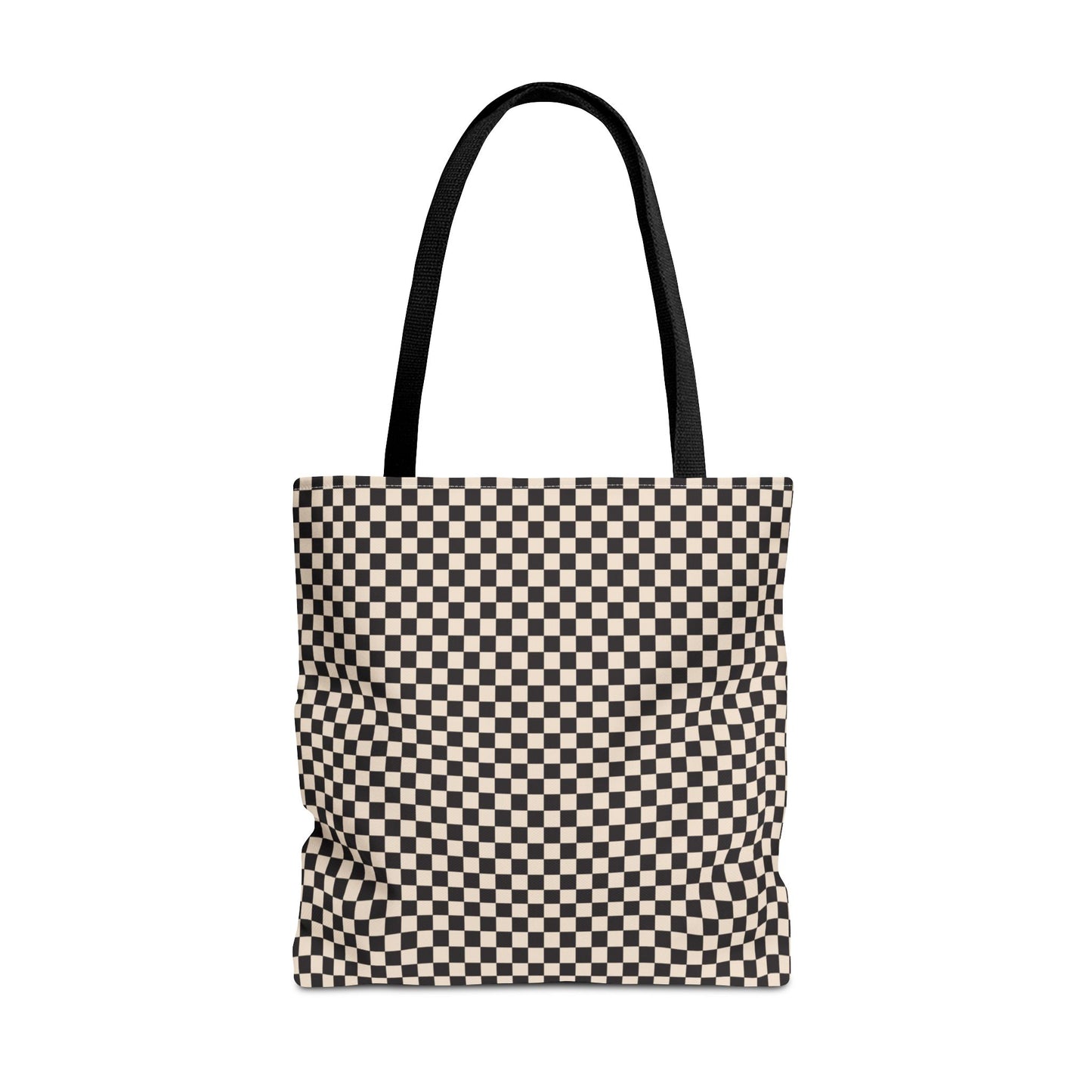 Check Tote Bag - Black and Tan Plaid Design