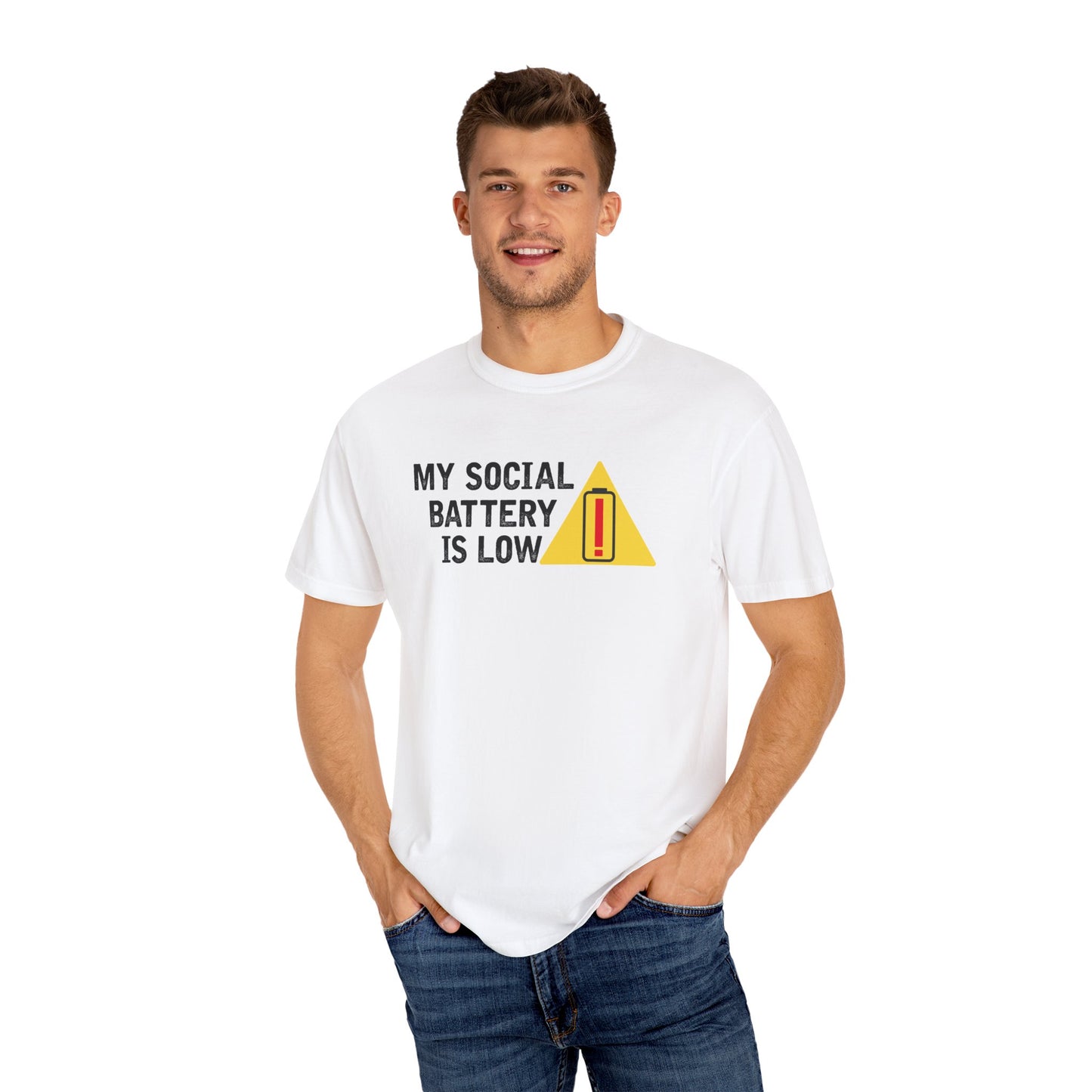 Social Battery is Low Socially Hungover Color Comfort Unisex Garment-Dyed T-shirt