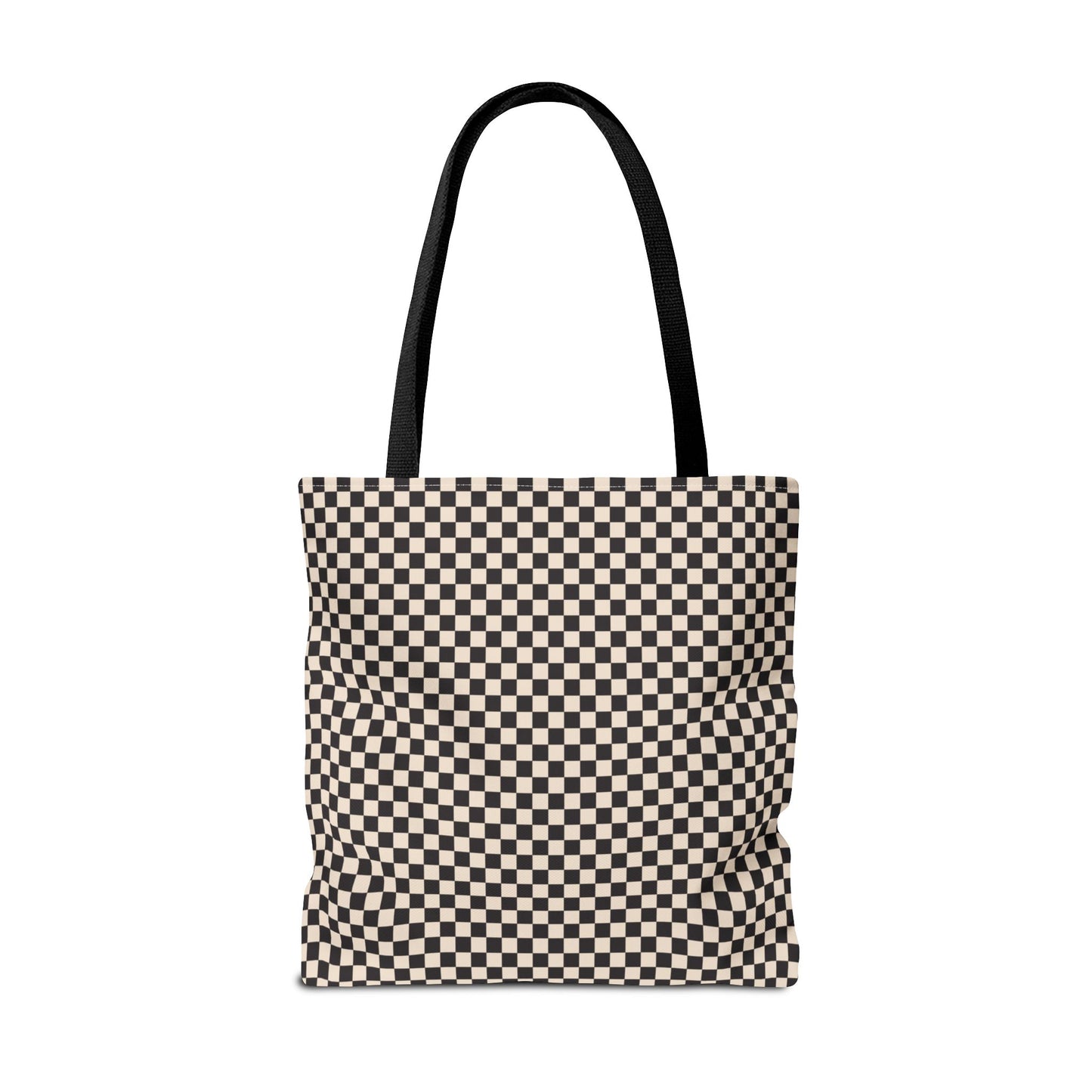 Check Tote Bag - Black and Tan Plaid Design