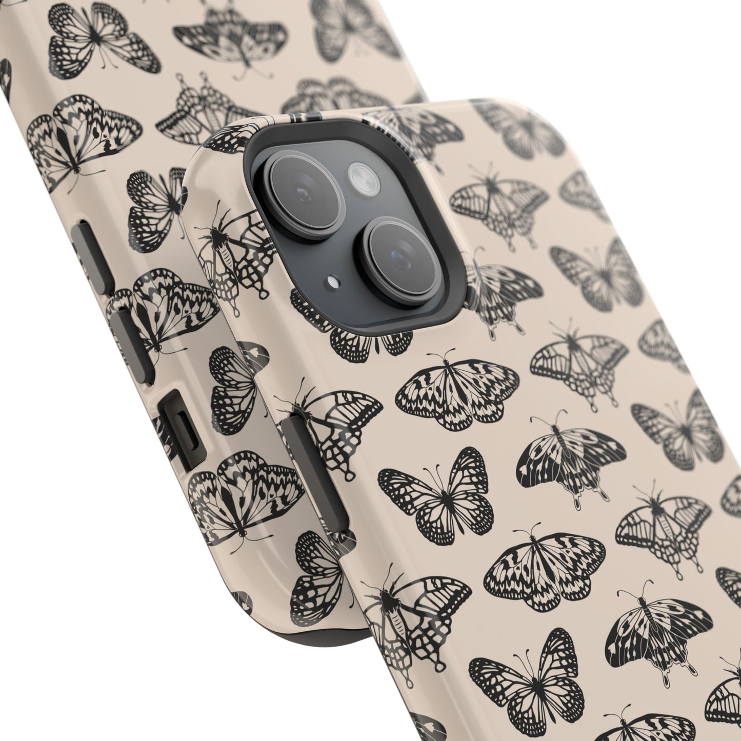 Vintage Black Butterfly Impact-Resistant Cases