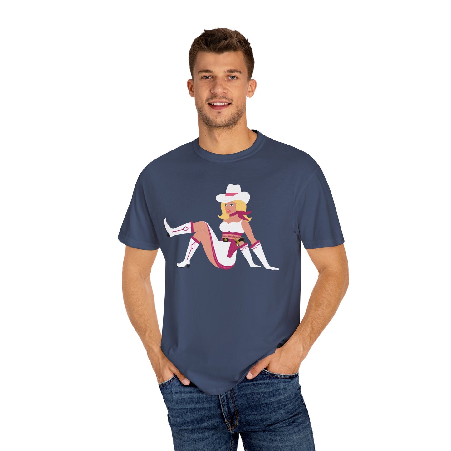 Vegas Vikki Retro PinUp Cowgirl Unisex Garment-Dyed T-shirt