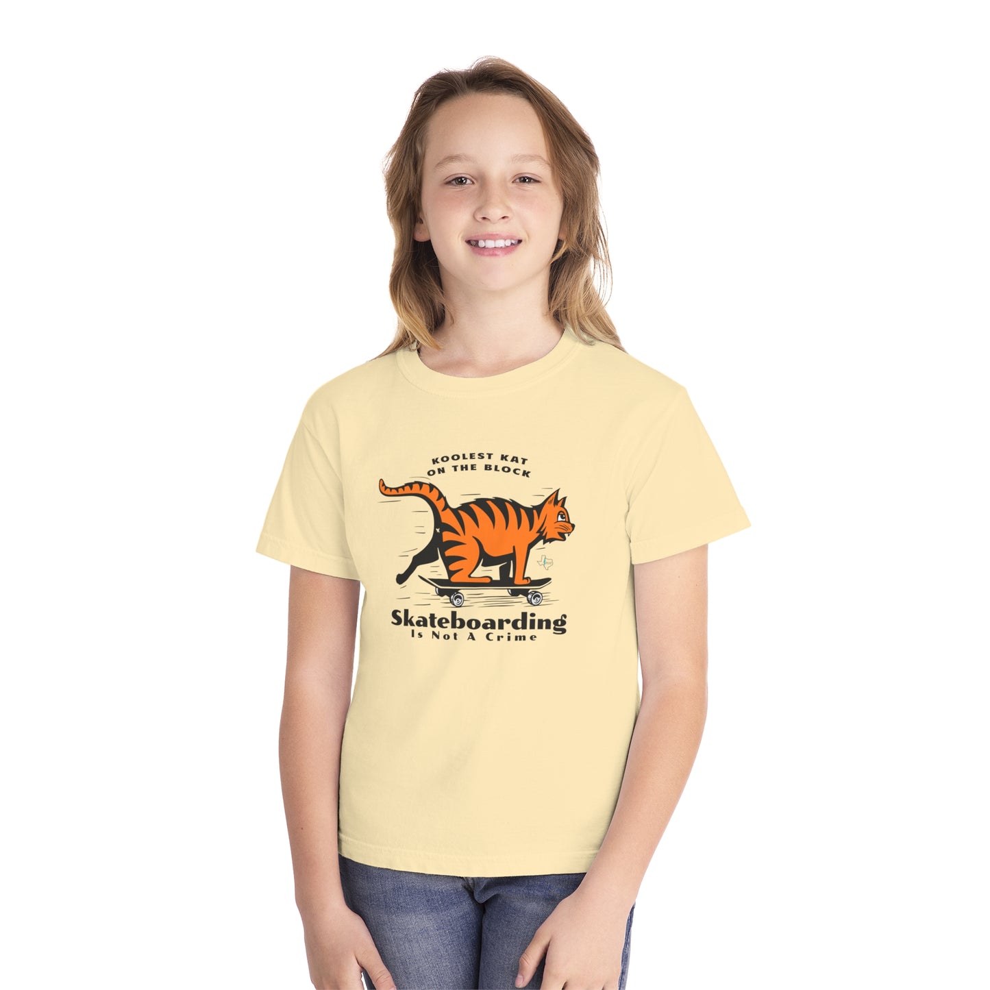 Koolest Kat On The Block Skateboarding Comfort Colors Tshirt