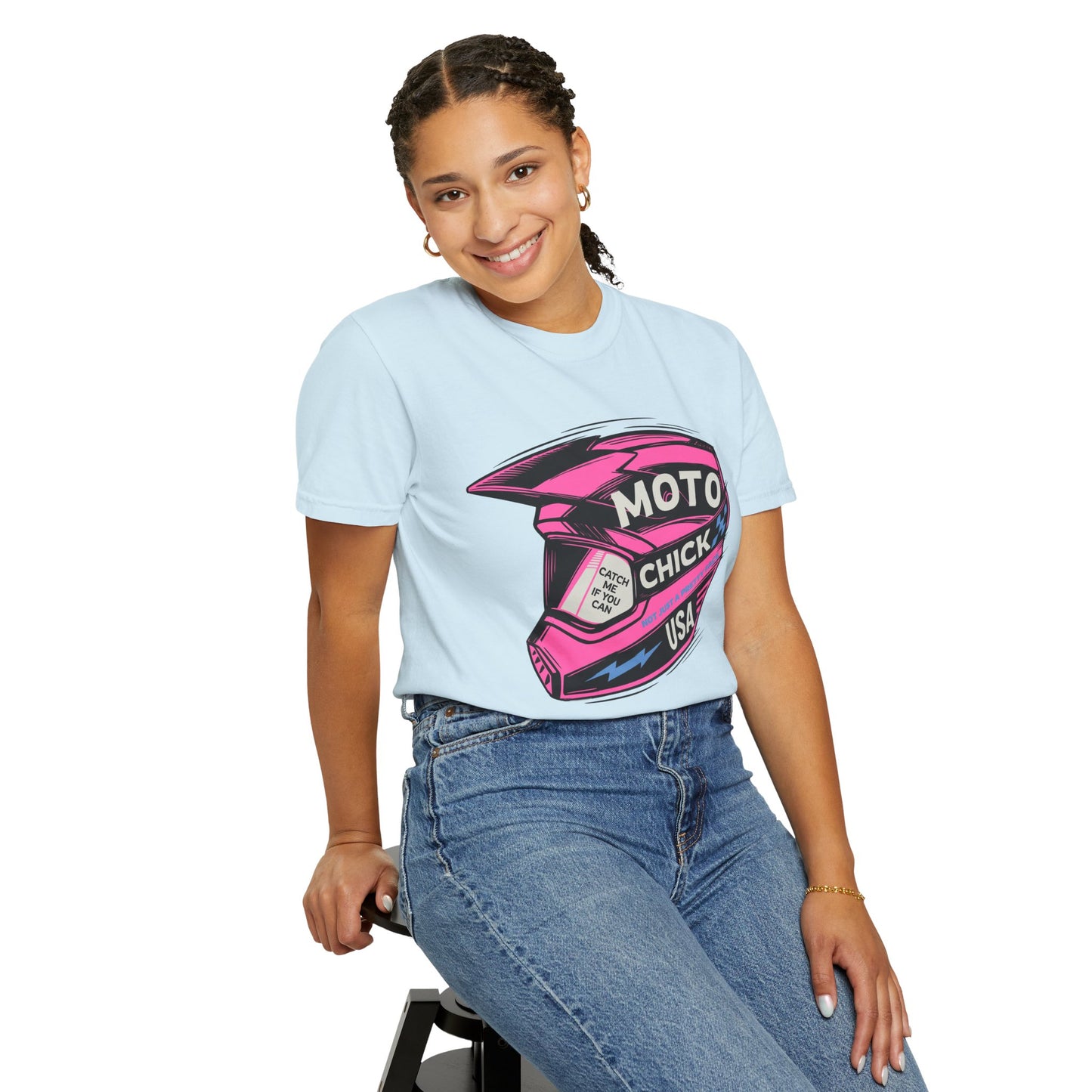 Women's Moto Chick MotoX MotoCross Motorcycle Dirtbike Offroad Garment-Dyed T-shirt
