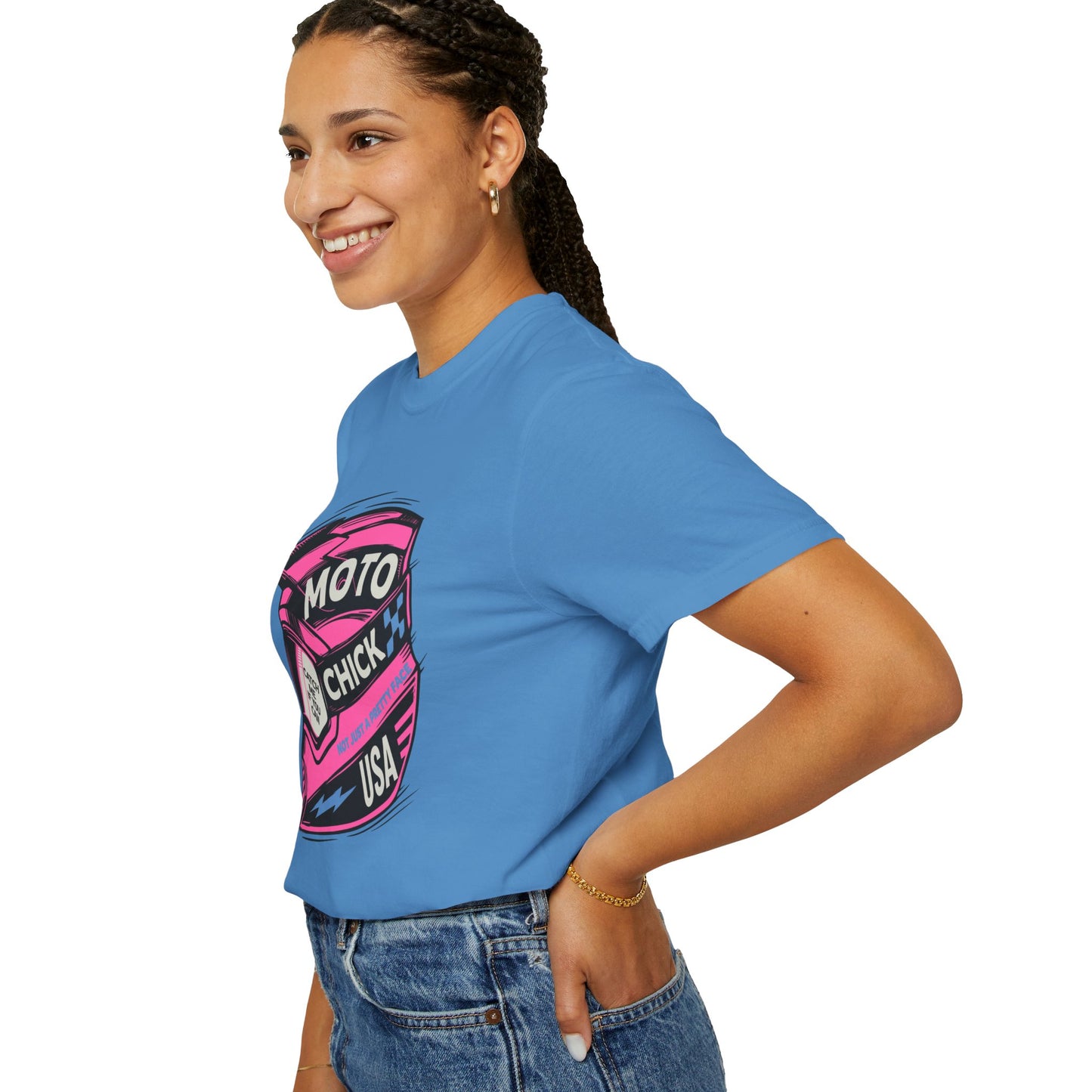 Women's Moto Chick MotoX MotoCross Motorcycle Dirtbike Offroad Garment-Dyed T-shirt