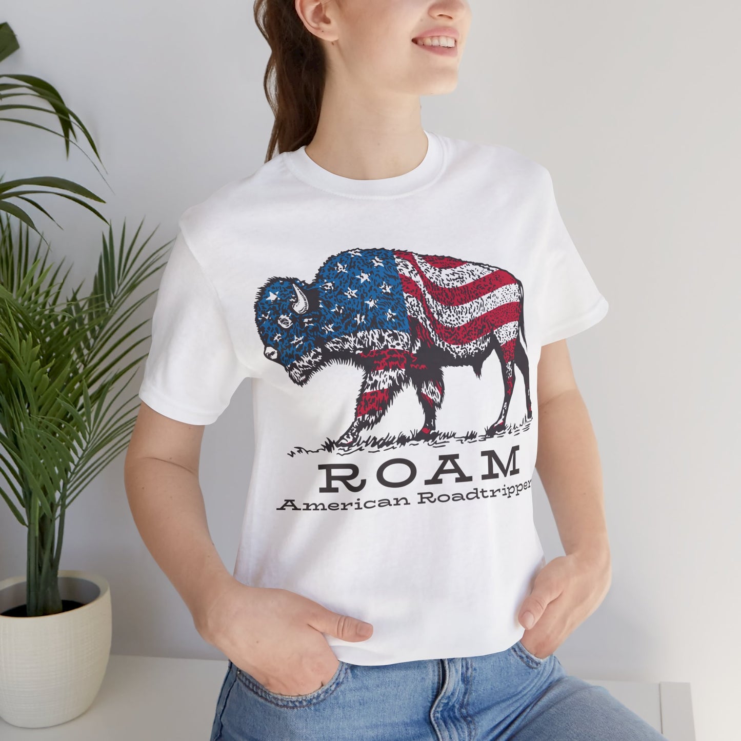 T-Shirt, American Roadtripper Roam, tshirt, USA, America, buffalo, graphic, quote, Travel, Roadtripping, Americana, Unisex Tee