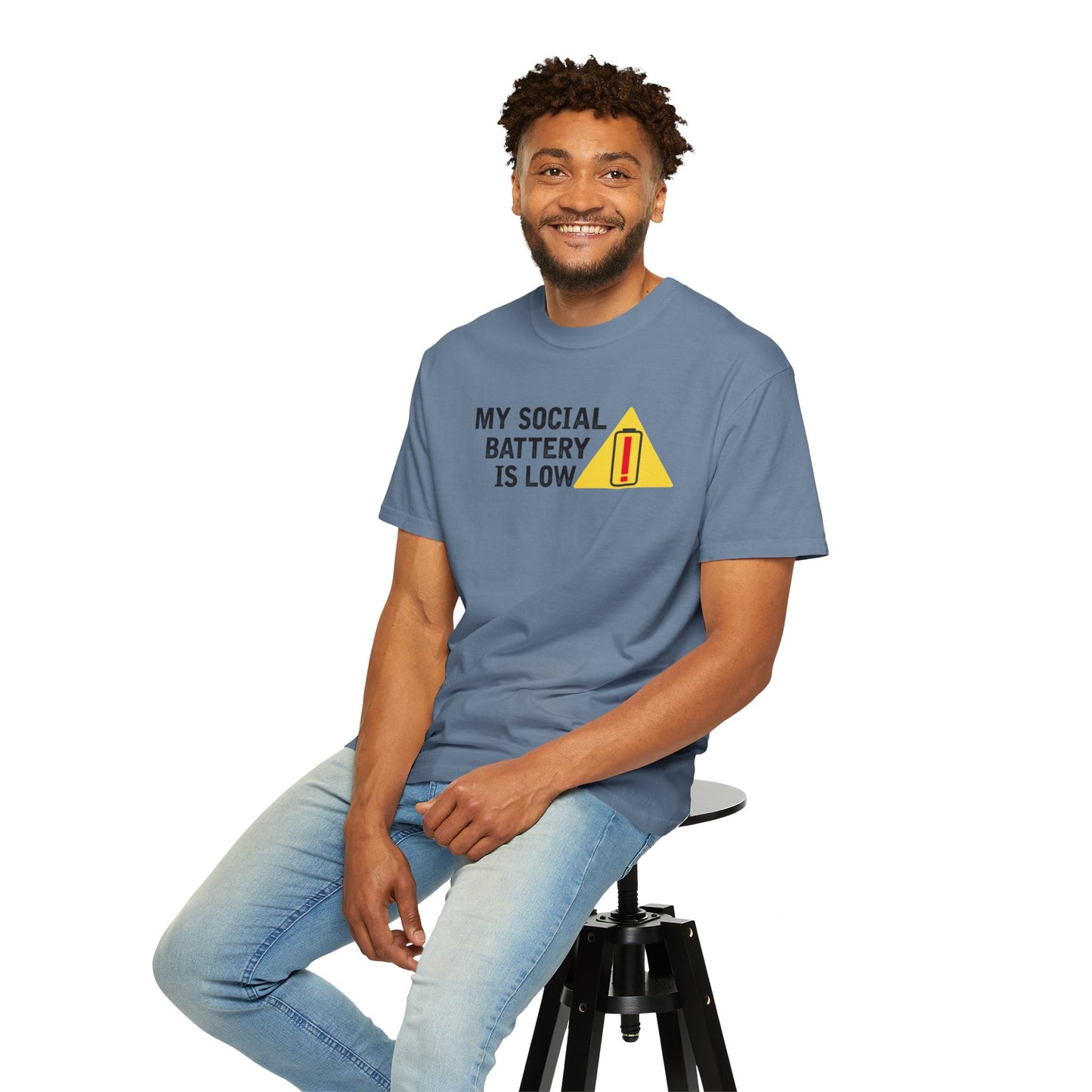 Social Battery is Low Socially Hungover Color Comfort Unisex Garment-Dyed T-shirt