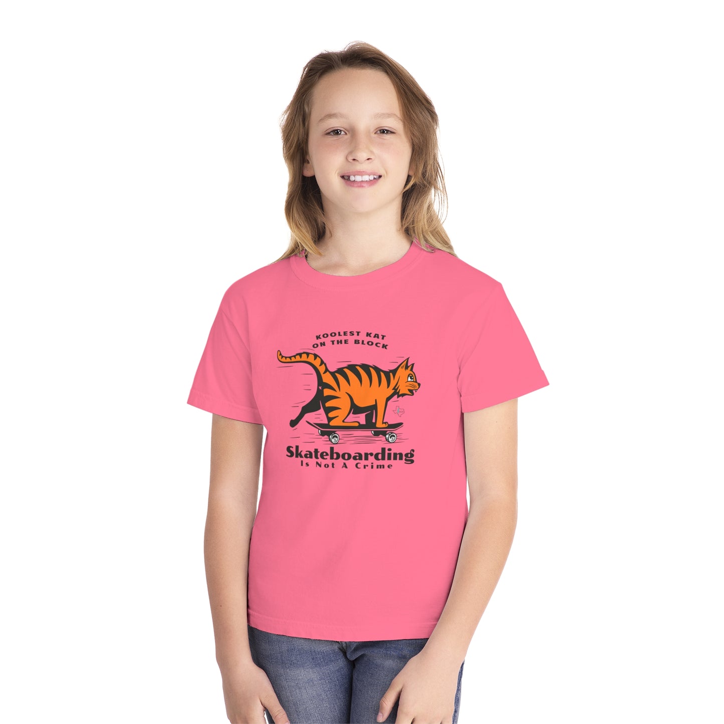 Koolest Kat On The Block Skateboarding Comfort Colors Tshirt