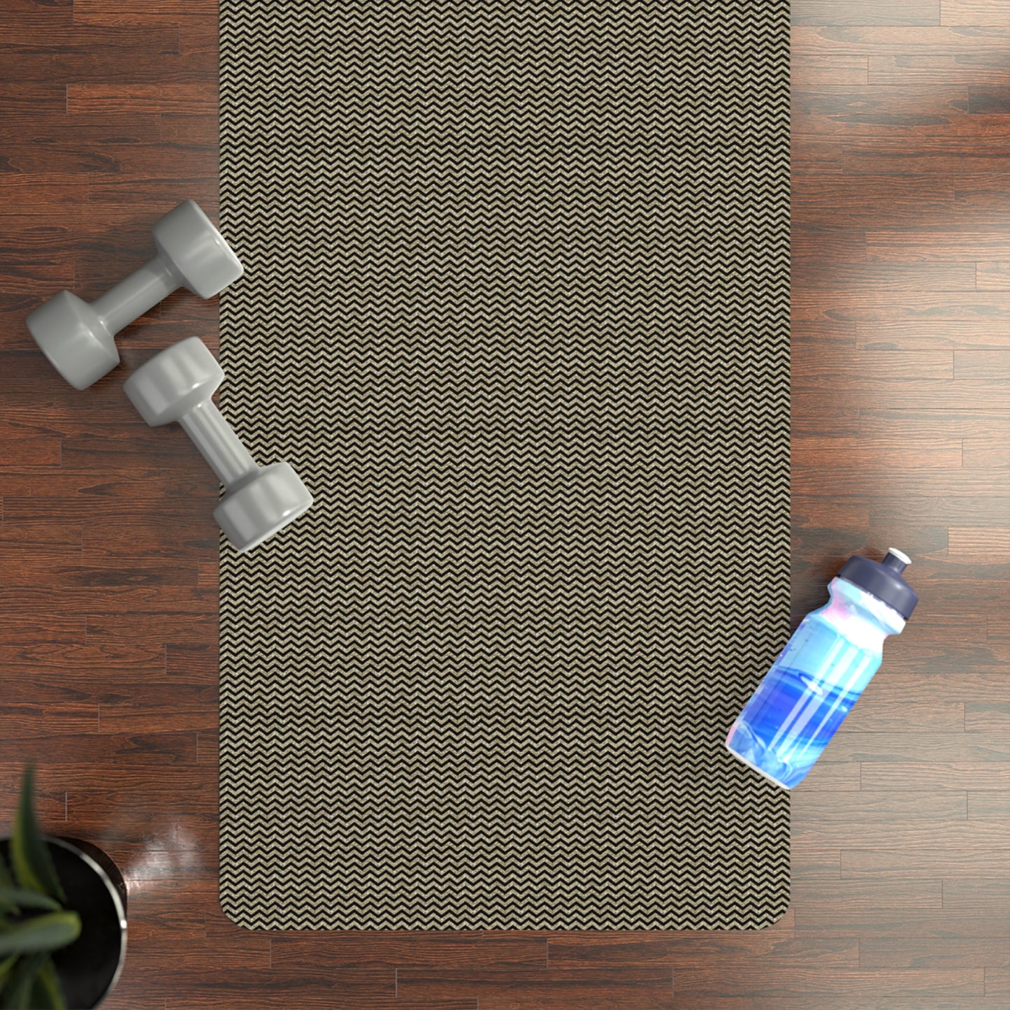 Gold Glitter Chevron Rubber Yoga Mat