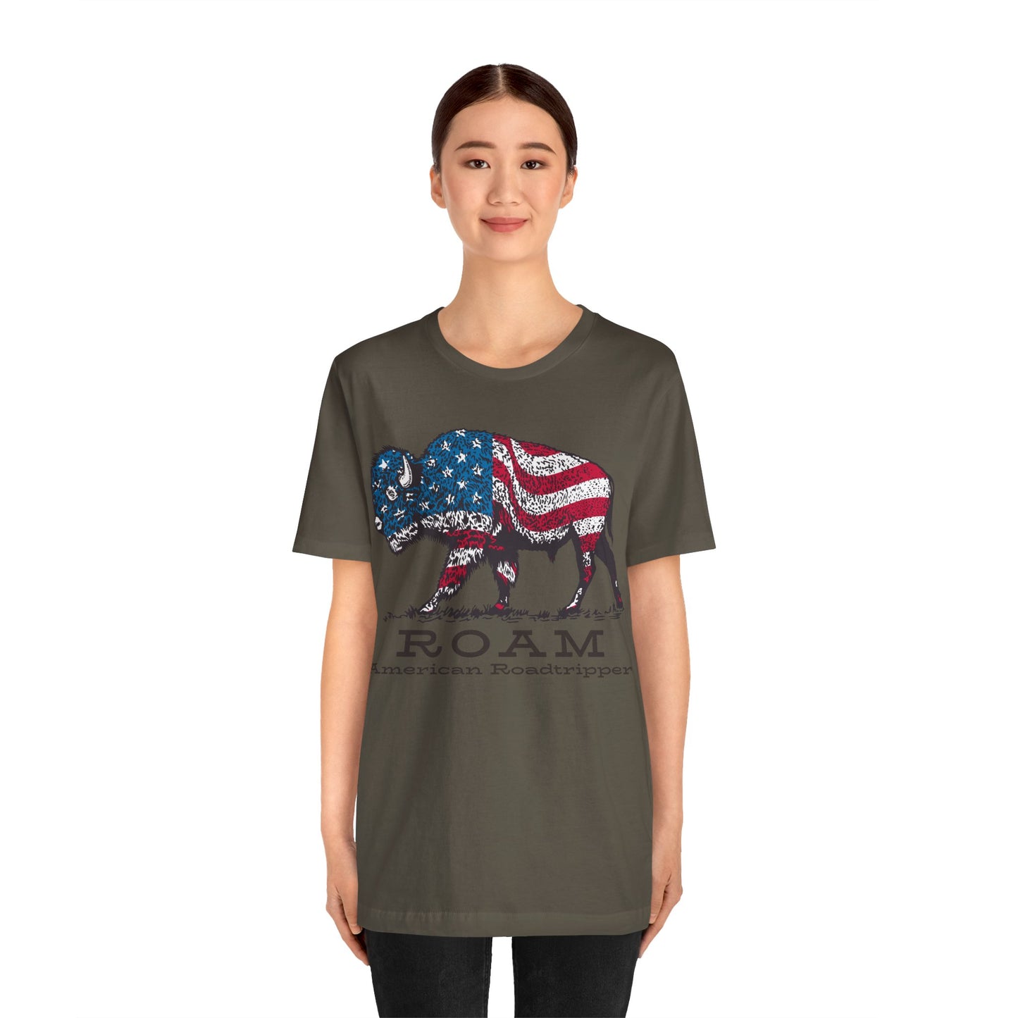 T-Shirt, American Roadtripper Roam, tshirt, USA, America, buffalo, graphic, quote, Travel, Roadtripping, Americana, Unisex Tee