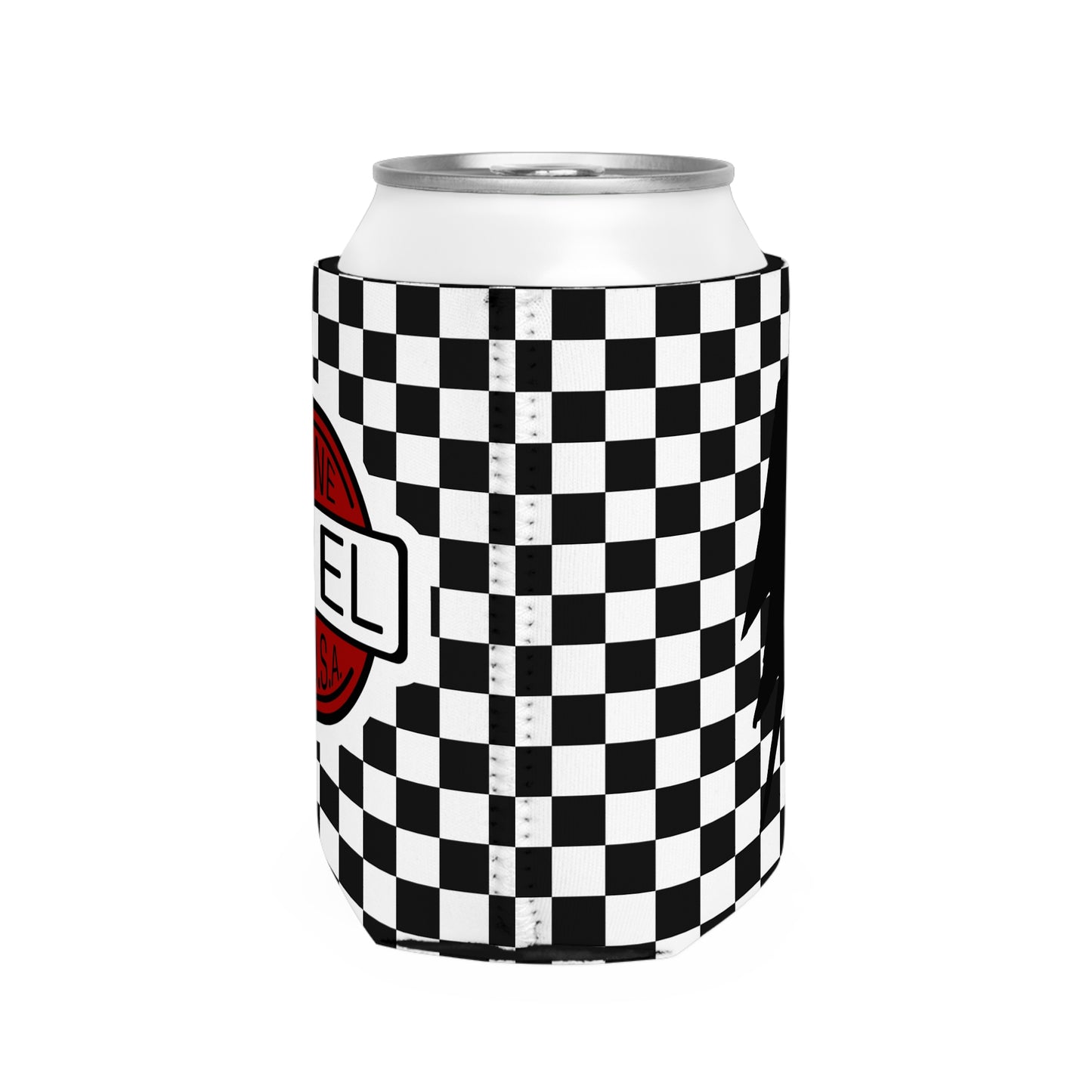 Checkered Genuine Rebel Can Cooler Sleeve