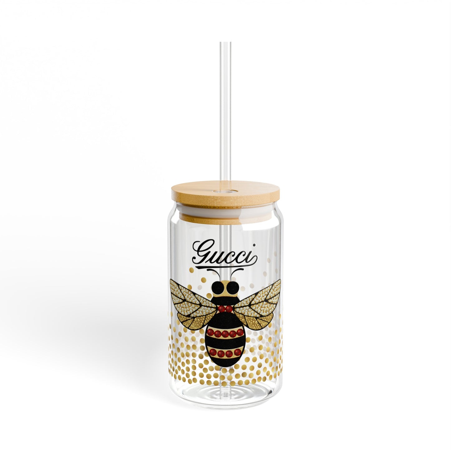 Luxury Dupe Jeweled Bee Sipper Glass, 16oz