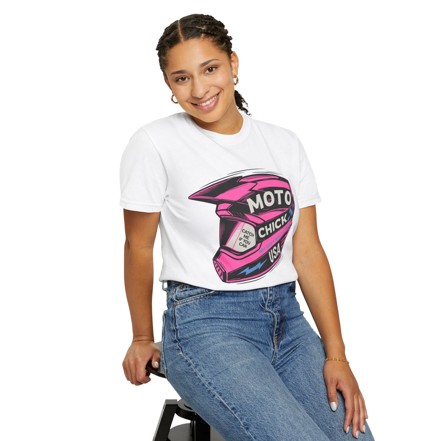 Women's Moto Chick MotoX MotoCross Motorcycle Dirtbike Offroad Garment-Dyed T-shirt