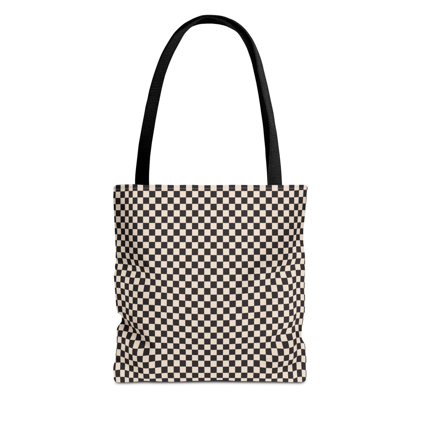 Check Tote Bag - Black and Tan Plaid Design