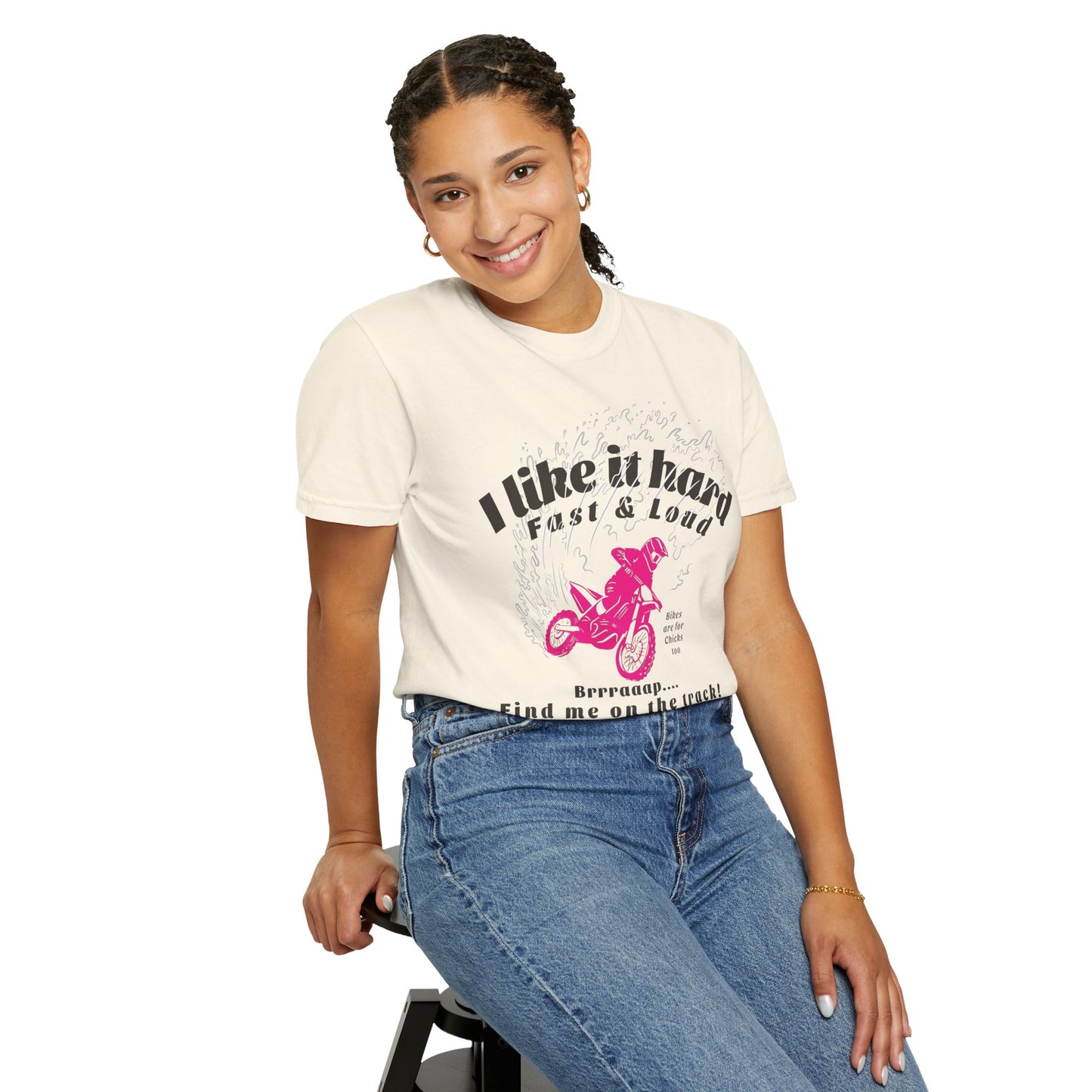 Women's MotoX Motorcycle Offroad DirtBike Garment-Dyed T-shirt