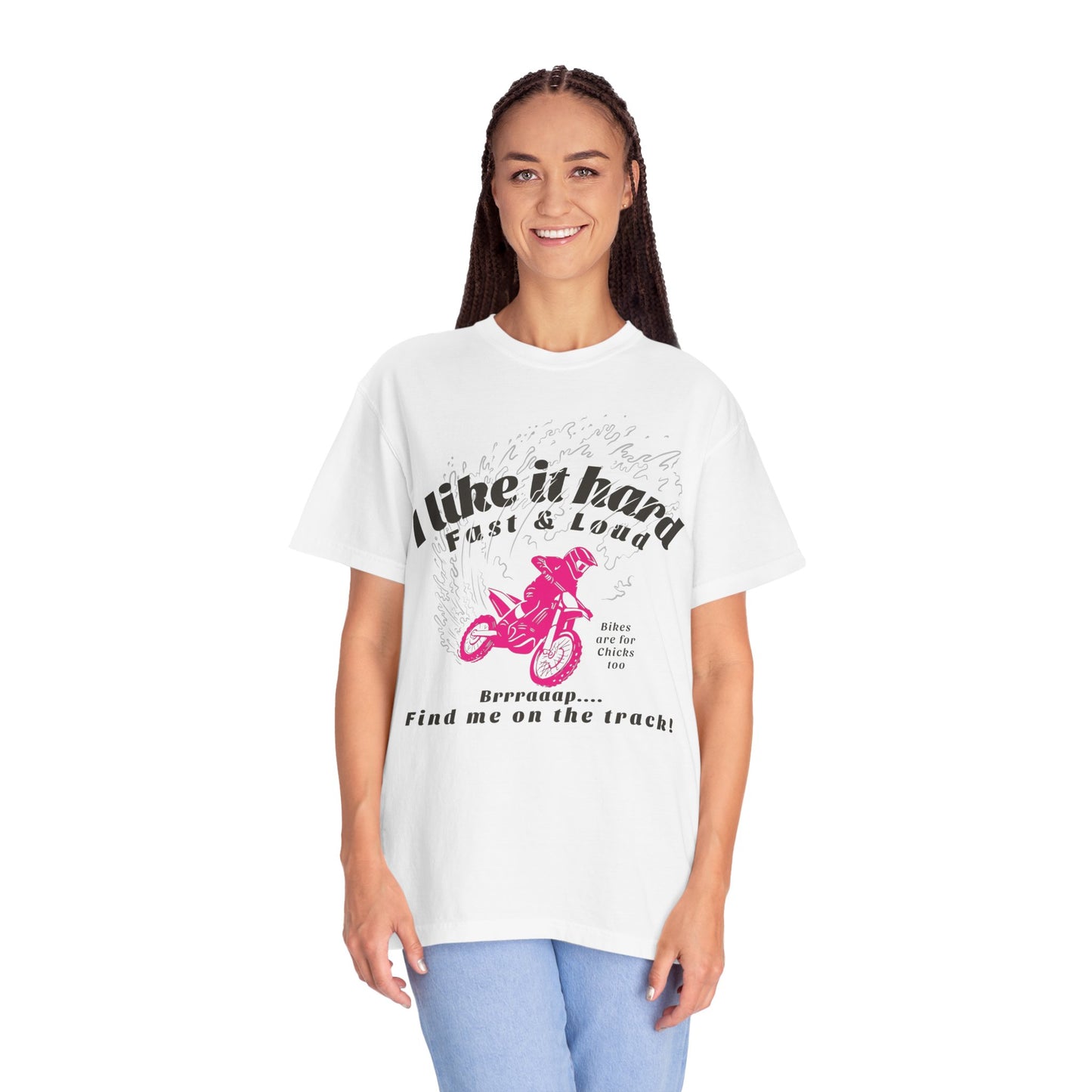 Women's MotoX Motorcycle Offroad DirtBike Garment-Dyed T-shirt