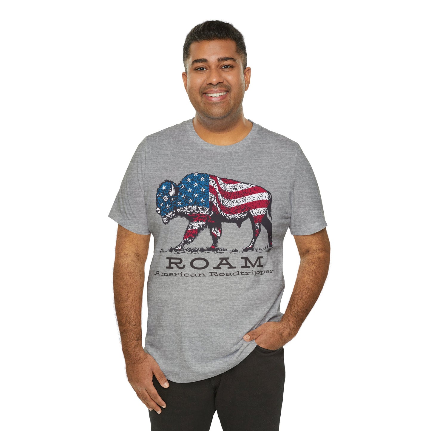 T-Shirt, American Roadtripper Roam, tshirt, USA, America, buffalo, graphic, quote, Travel, Roadtripping, Americana, Unisex Tee