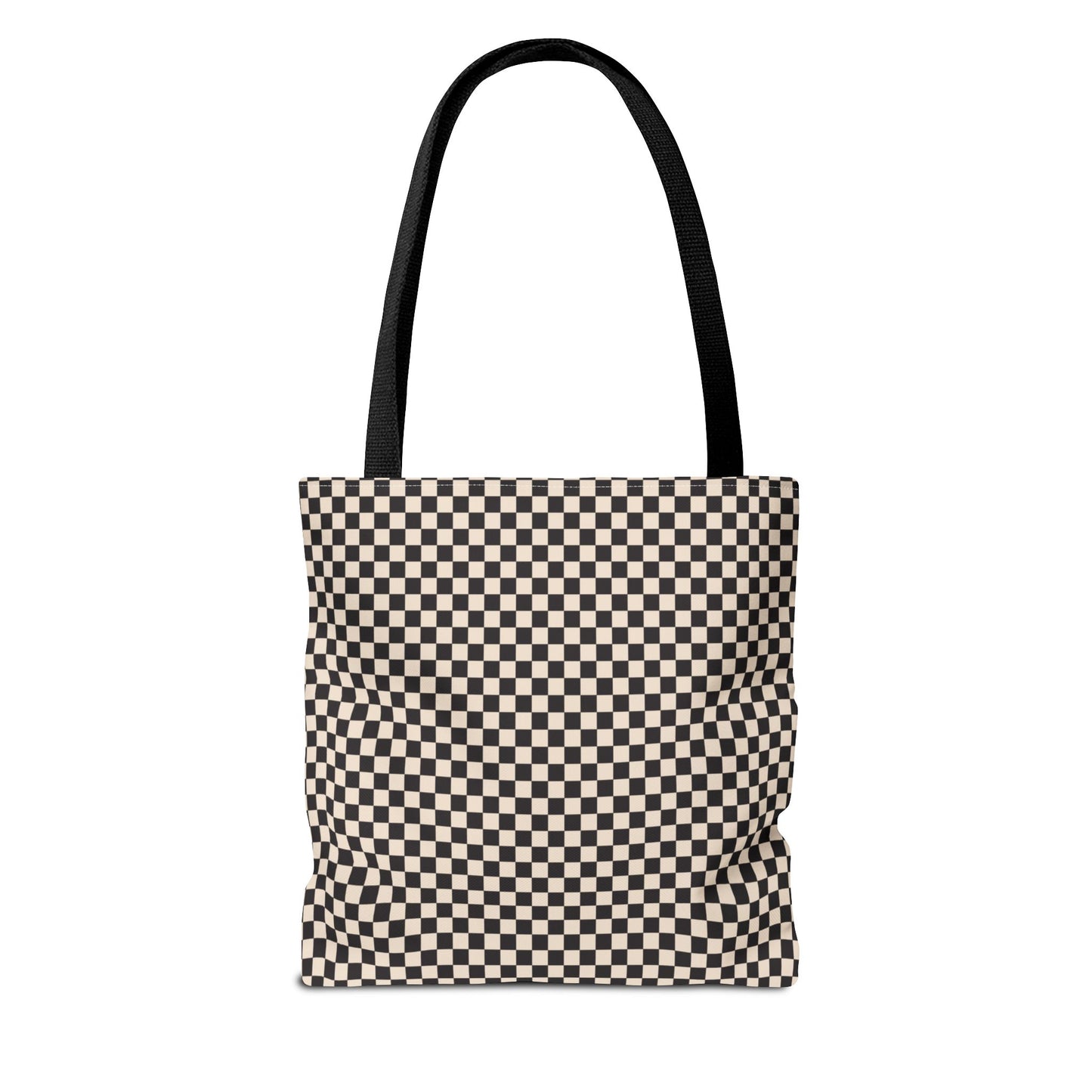 Check Tote Bag - Black and Tan Plaid Design