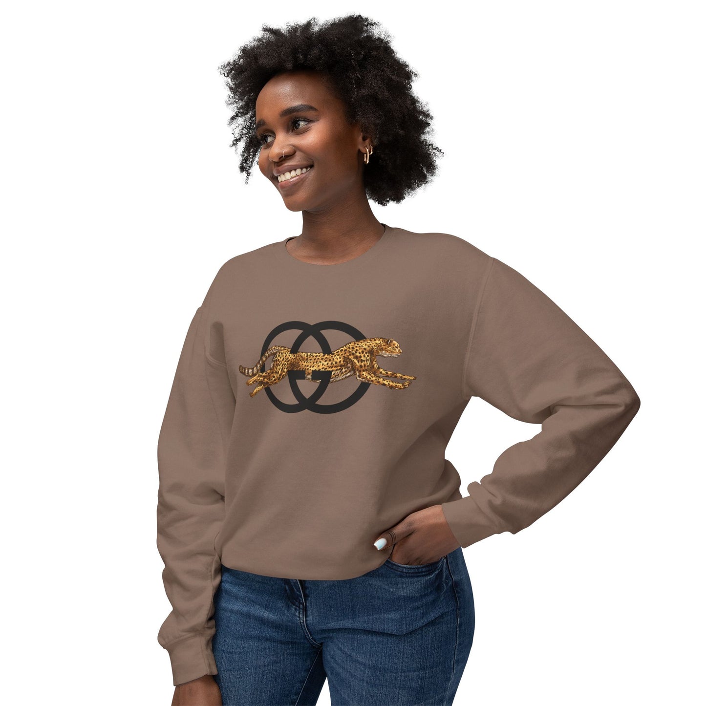 Luxury Designer Dupe GG Leopard Parody Color Comfort Unisex Lightweight Crewneck Sweatshirt