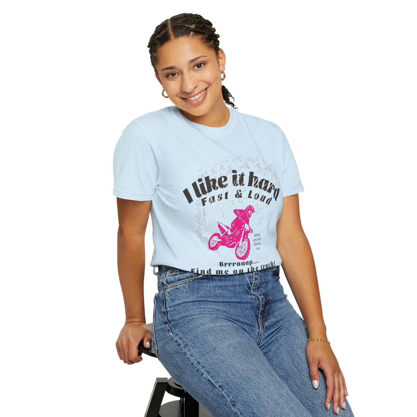 Women's MotoX Motorcycle Offroad DirtBike Garment-Dyed T-shirt