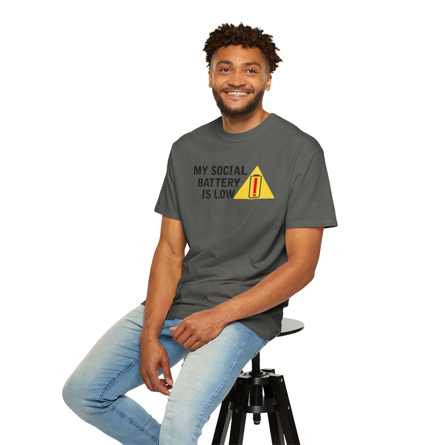 Social Battery is Low Socially Hungover Color Comfort Unisex Garment-Dyed T-shirt