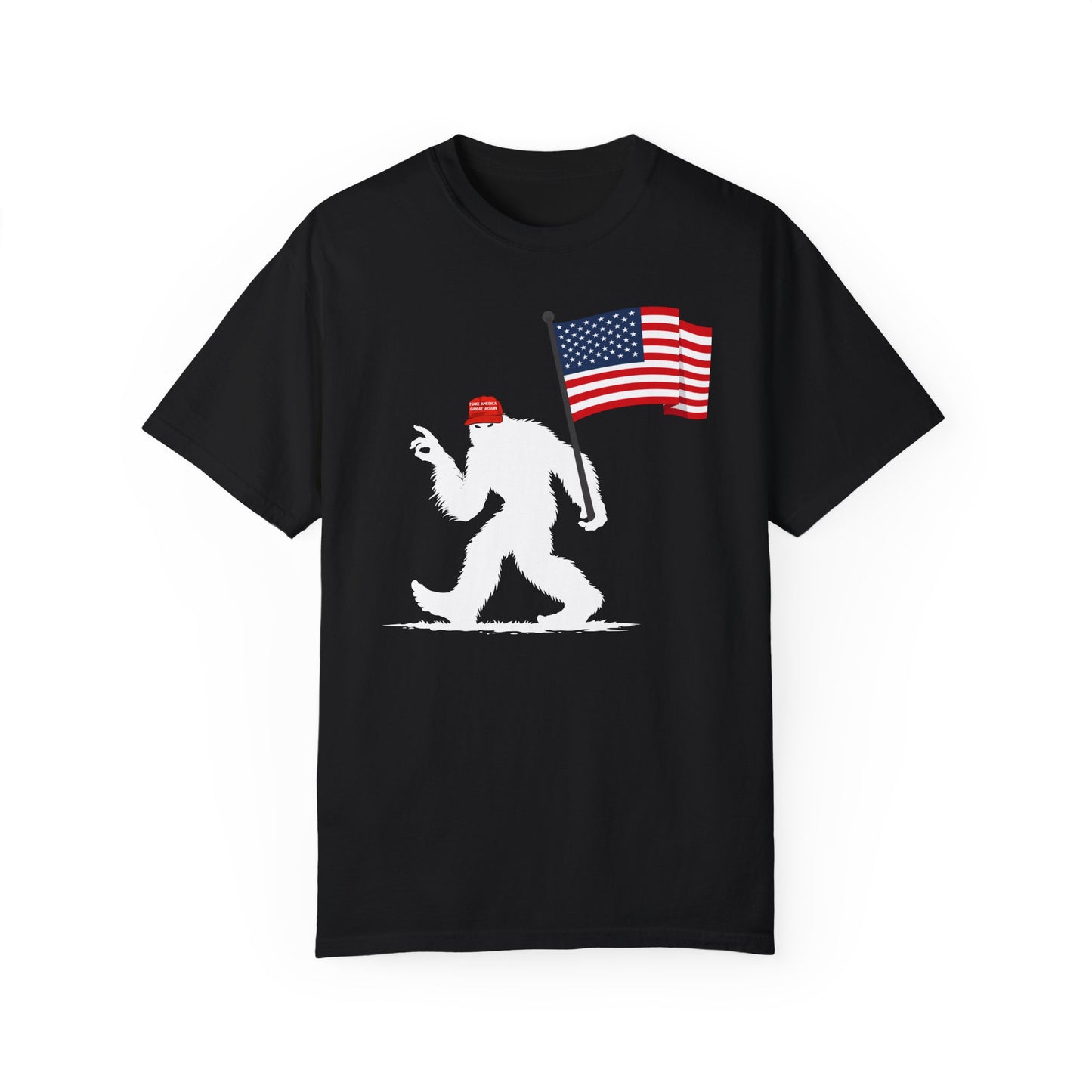 MAGA Hat Bigfoot OK USA Flag Color Comfort Unisex T-shirt