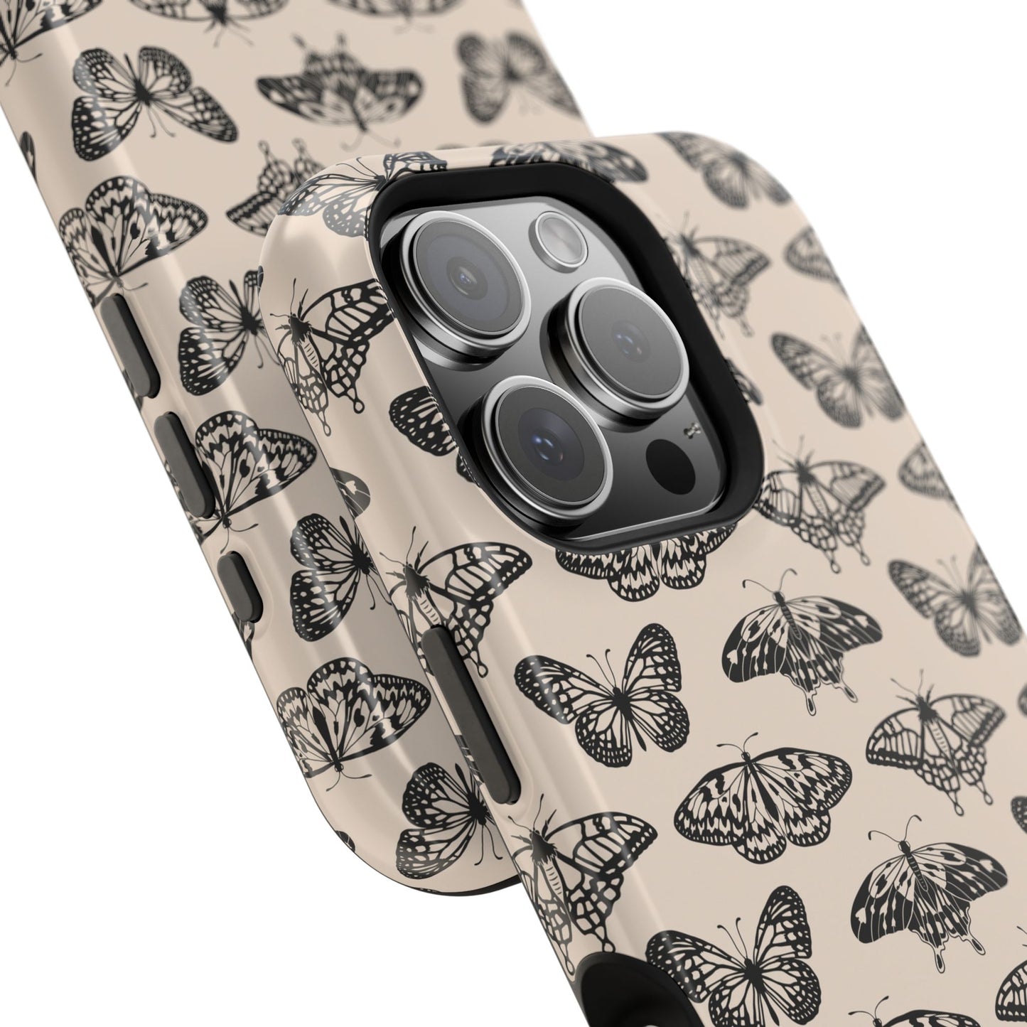 Vintage Black Butterfly Impact-Resistant Cases