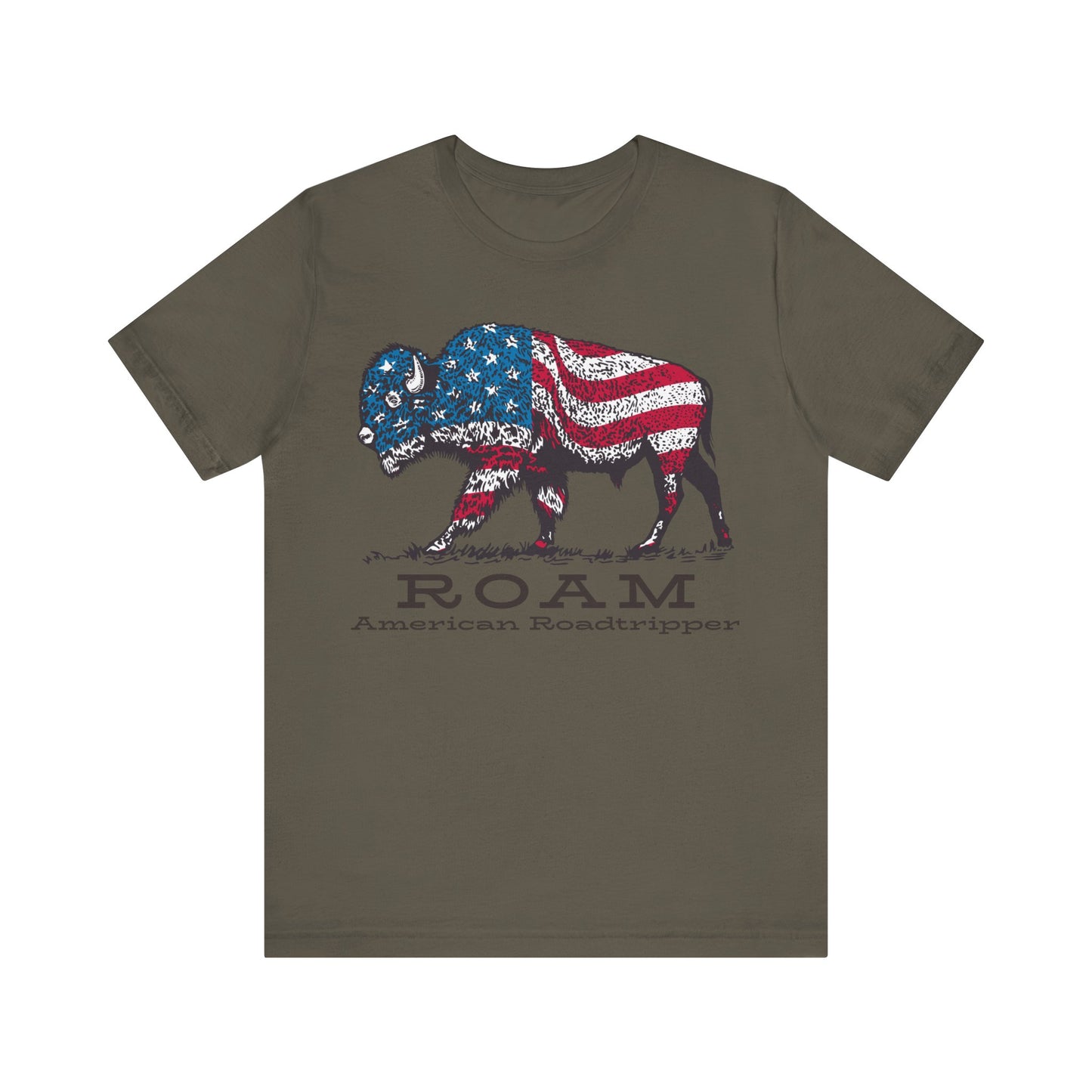T-Shirt, American Roadtripper Roam, tshirt, USA, America, buffalo, graphic, quote, Travel, Roadtripping, Americana, Unisex Tee