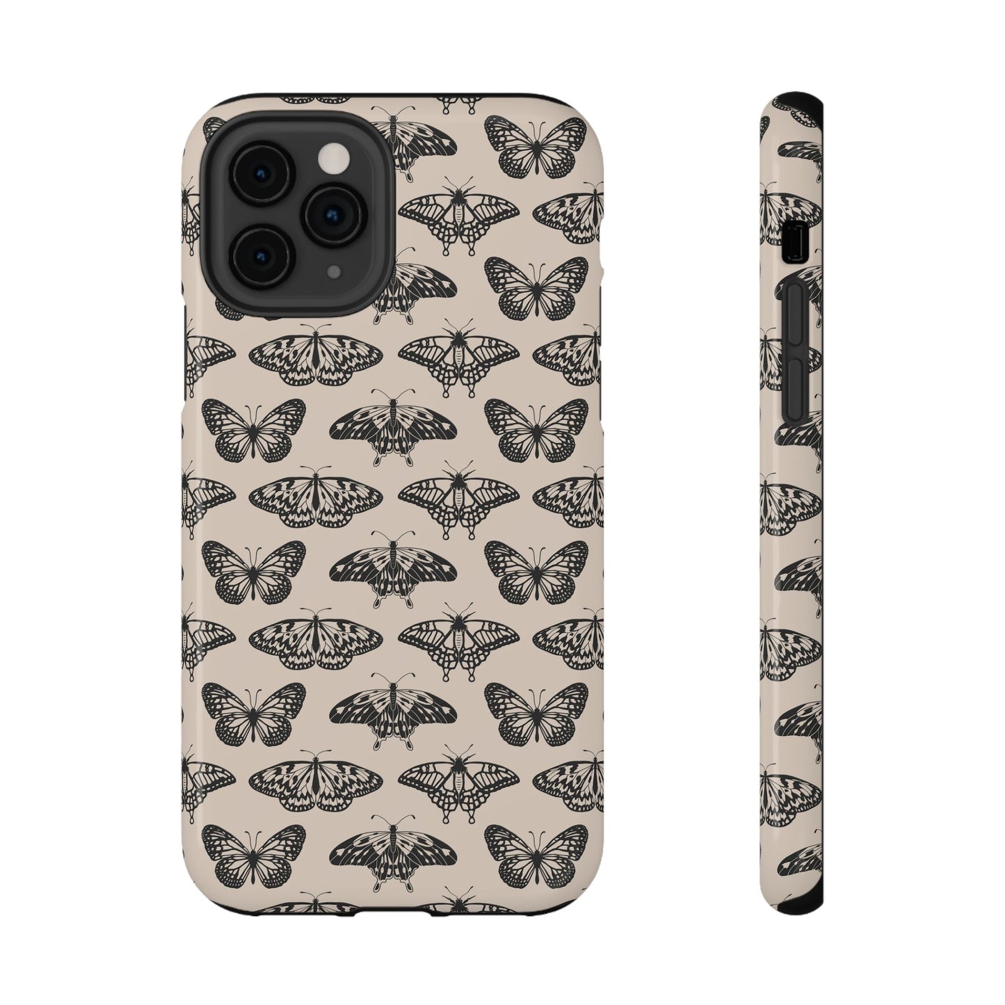 Vintage Black Butterfly Impact-Resistant Cases