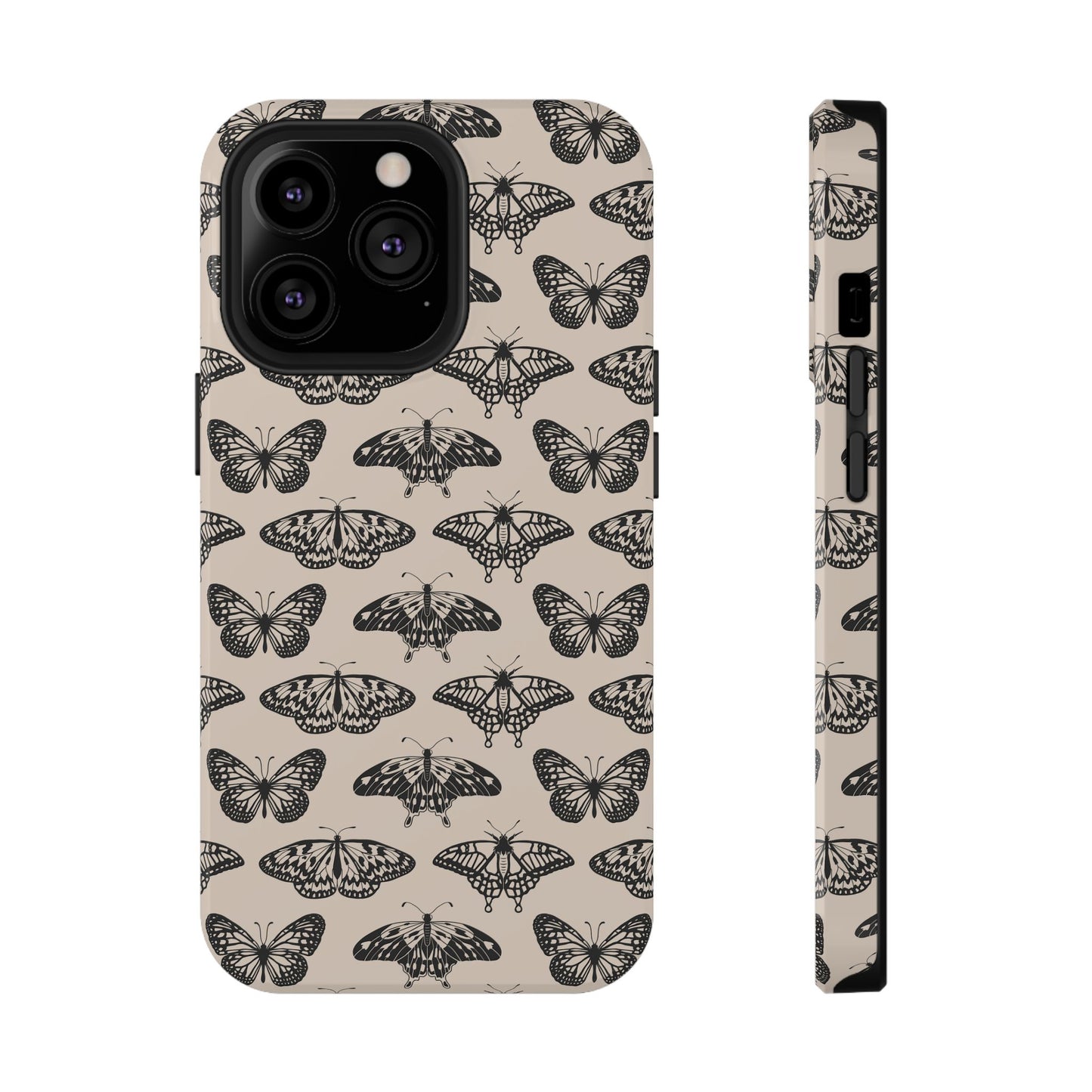 Vintage Black Butterfly Impact-Resistant Cases
