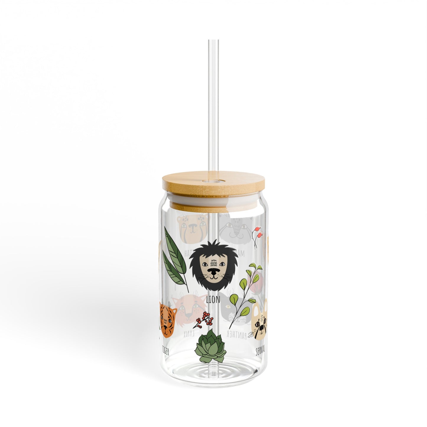 Exotic Cat Family Sipper Glass, 16oz