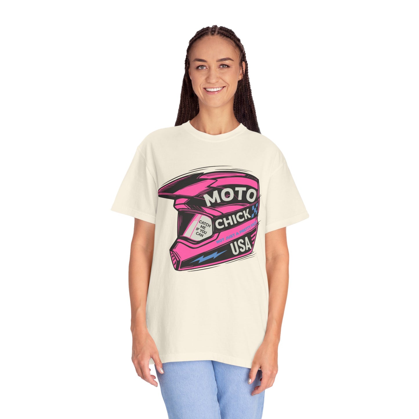 Women's Moto Chick MotoX MotoCross Motorcycle Dirtbike Offroad Garment-Dyed T-shirt