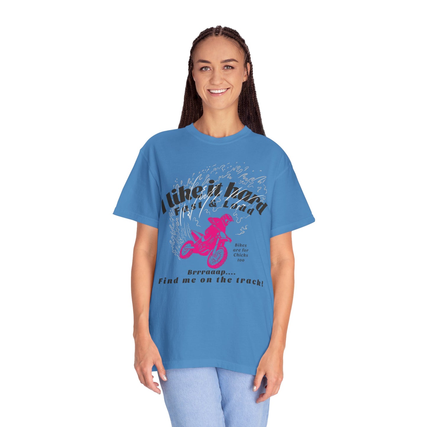 Women's MotoX Motorcycle Offroad DirtBike Garment-Dyed T-shirt