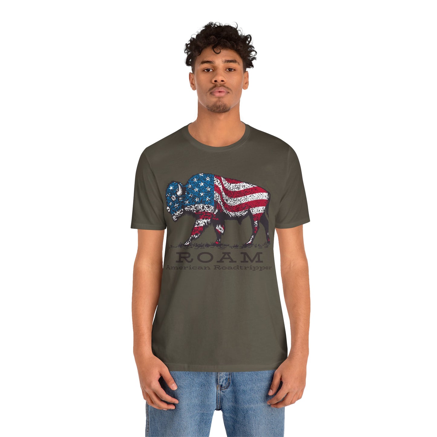 T-Shirt, American Roadtripper Roam, tshirt, USA, America, buffalo, graphic, quote, Travel, Roadtripping, Americana, Unisex Tee