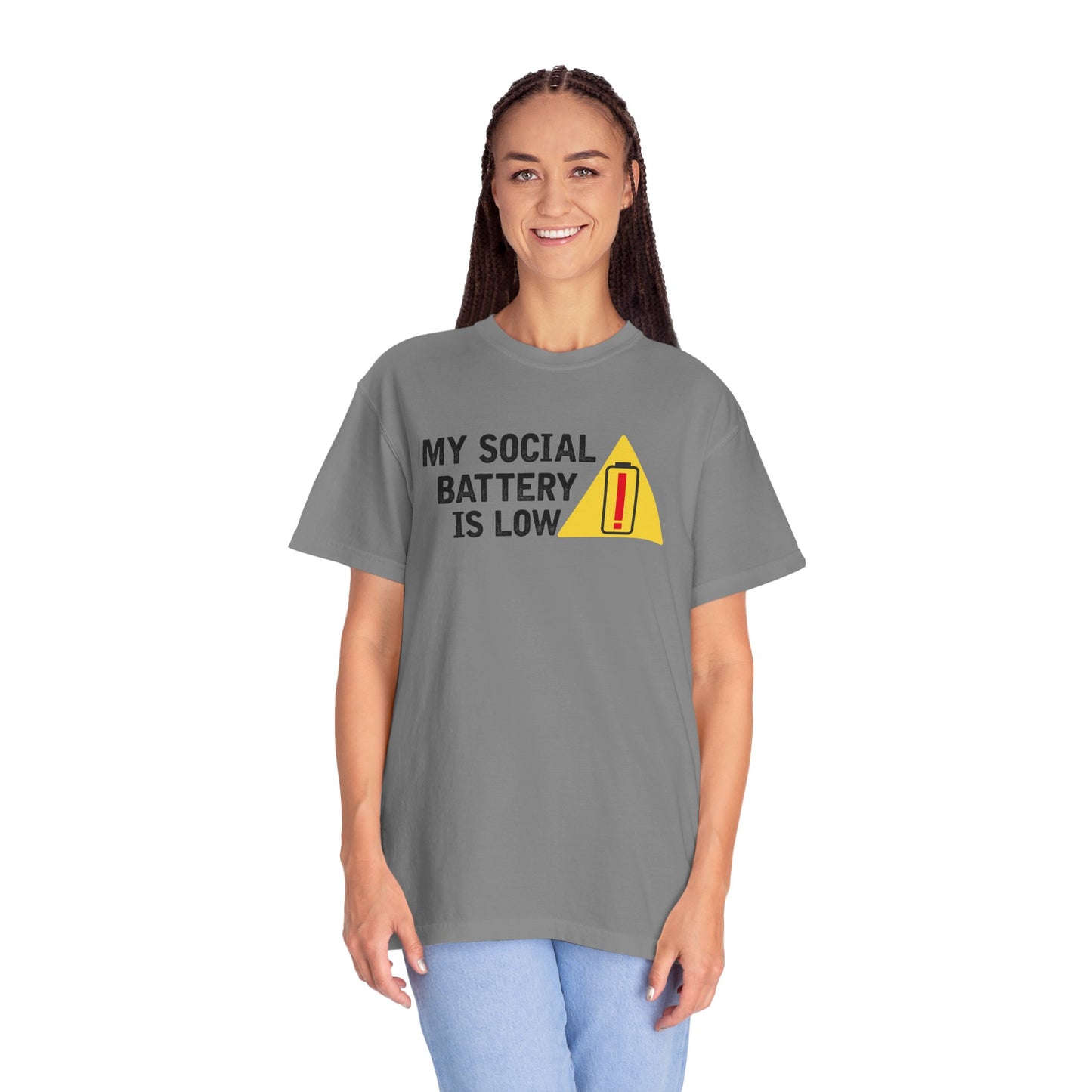 Social Battery is Low Socially Hungover Color Comfort Unisex Garment-Dyed T-shirt